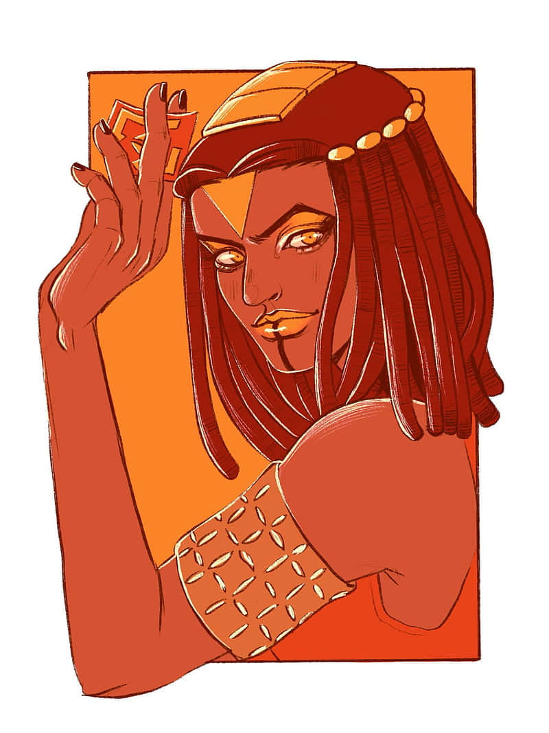 Ermes Costello, orange backdrop, woman with braided hair, SD Phone Wallpaper