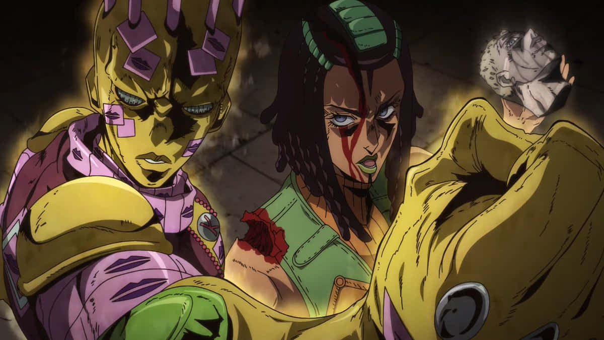 Ermes Costello, gold and purple armor, dimly lit scene, SD Desktop Wallpaper
