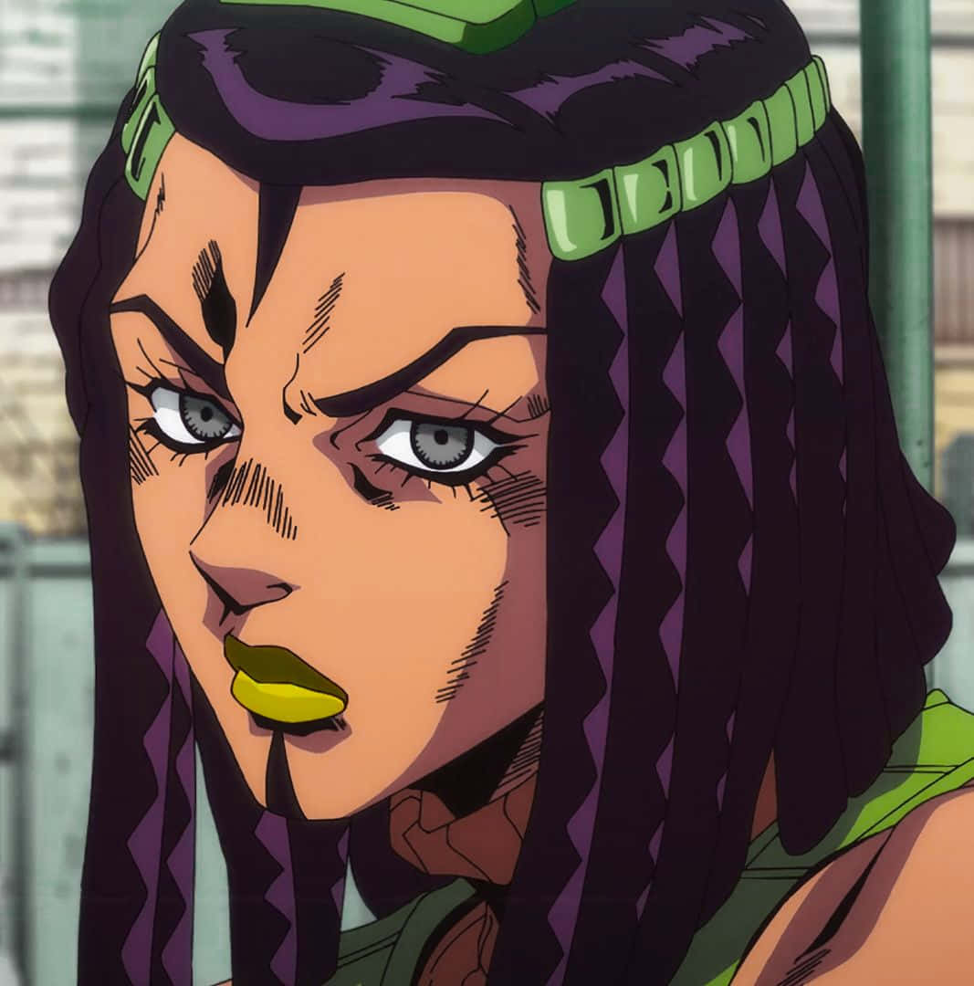 Ermes Costello, purple braided hair, green headband, SD Phone Wallpaper