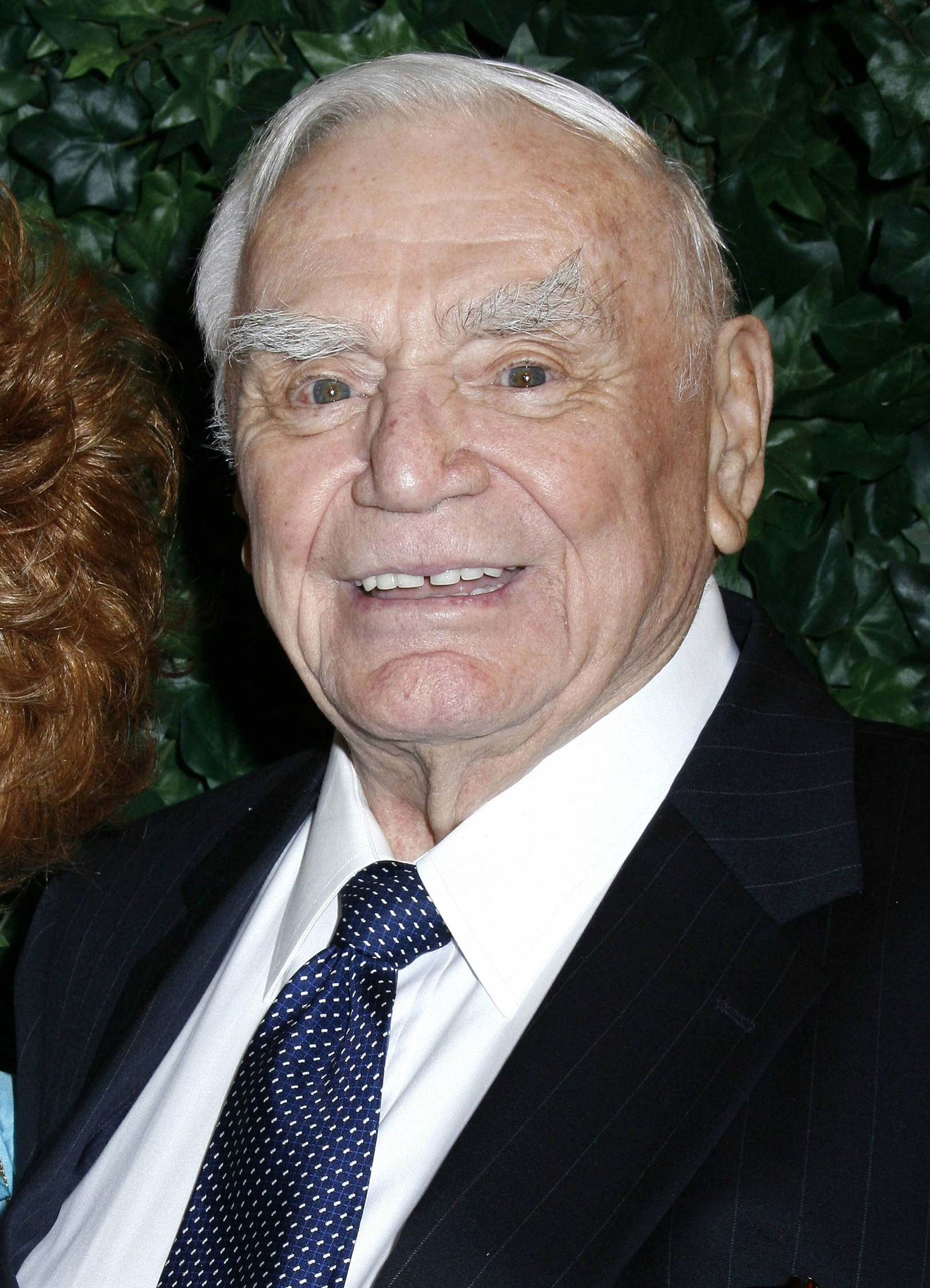 Ernest Borgnine, white hair, dark pinstripe suit, Full HD Phone Wallpaper