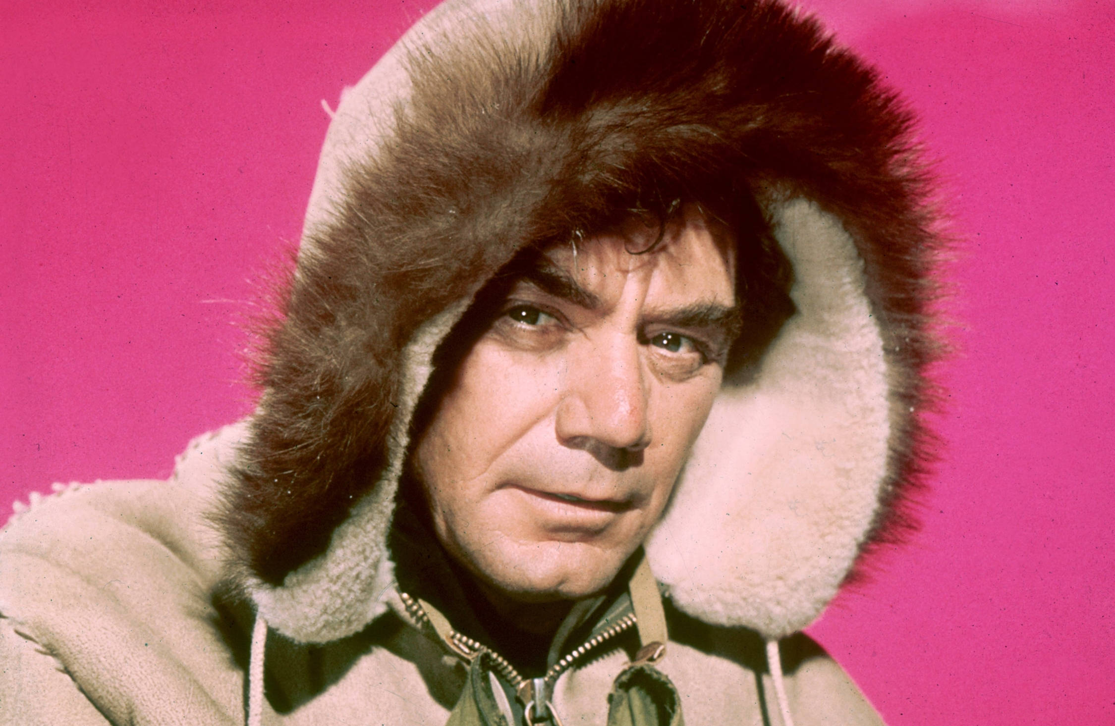 Ernest Borgnine, brown fur coat, fur-lined hooded coat, Full HD Desktop Wallpaper