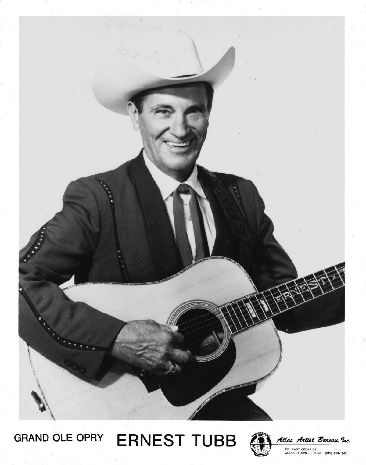 Ernest Tubb, acoustic guitar, black and white studio portrait, HD Phone Wallpaper