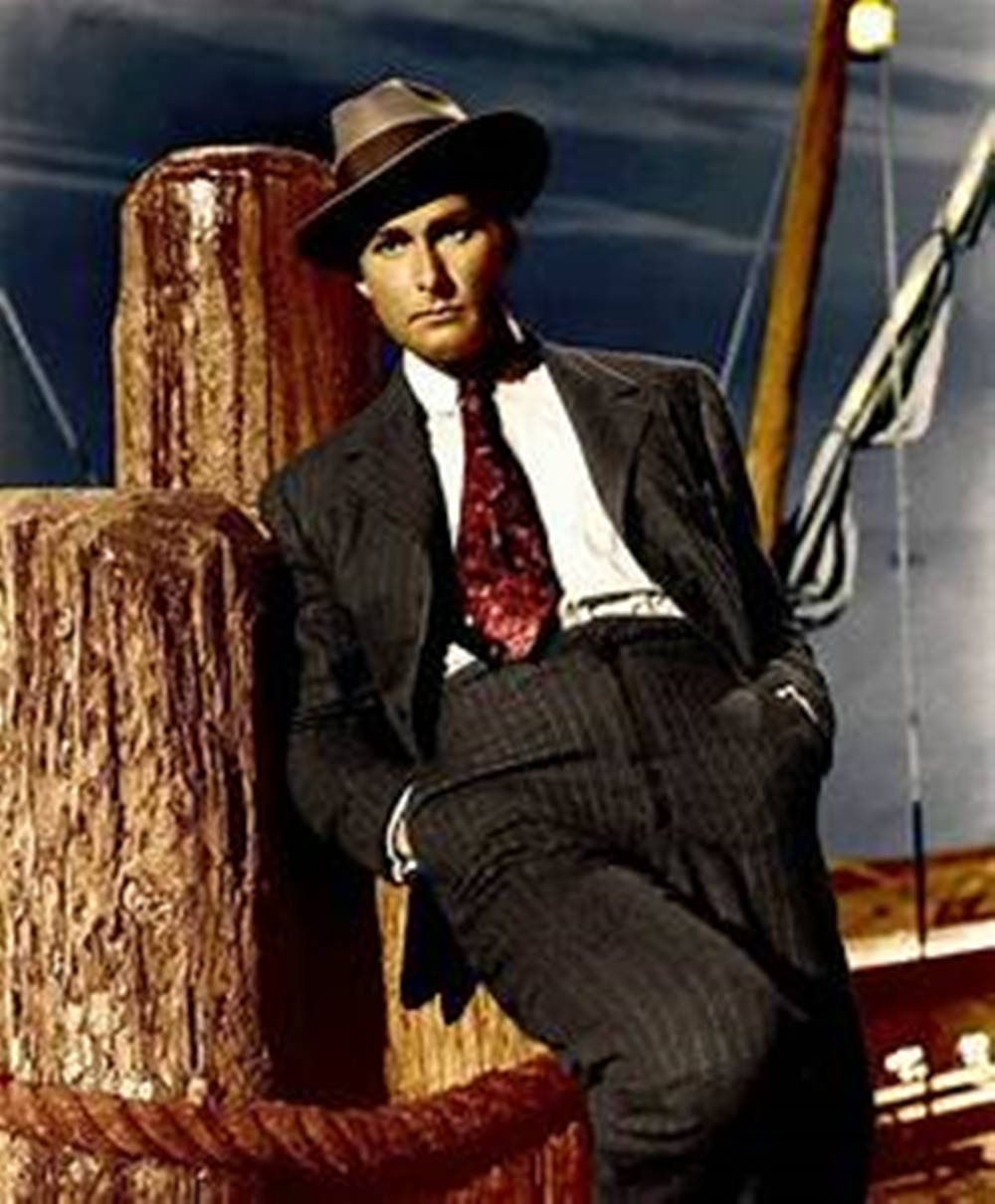Errol Flynn, pinstripe suit, fedora, SD Phone Wallpaper
