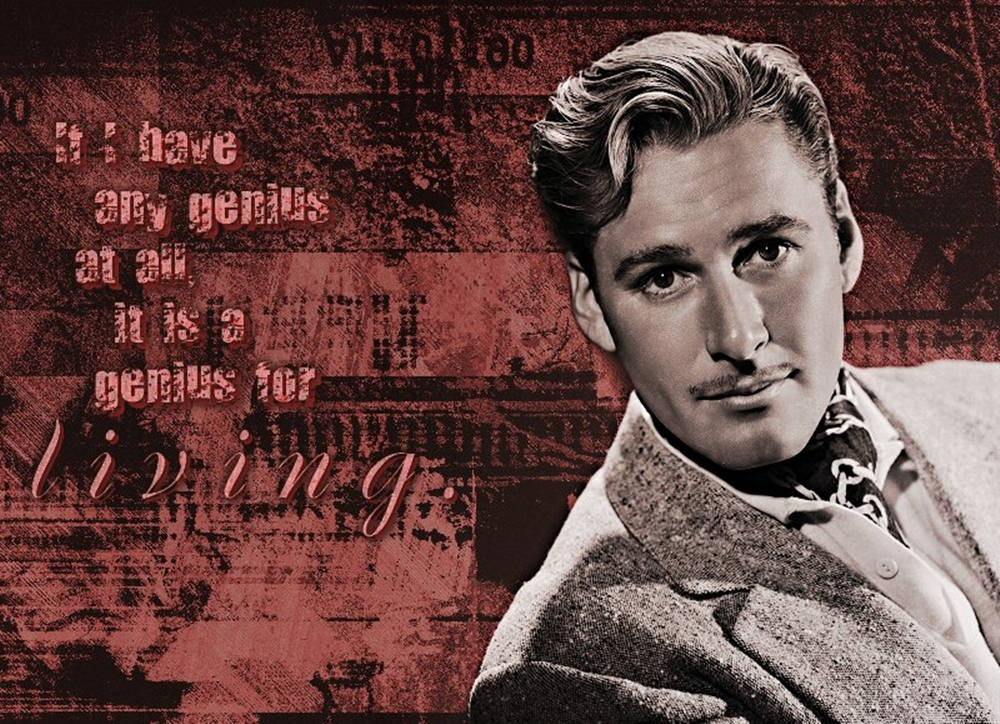 Errol Flynn, red aesthetic, vintage portrait, SD Desktop Wallpaper
