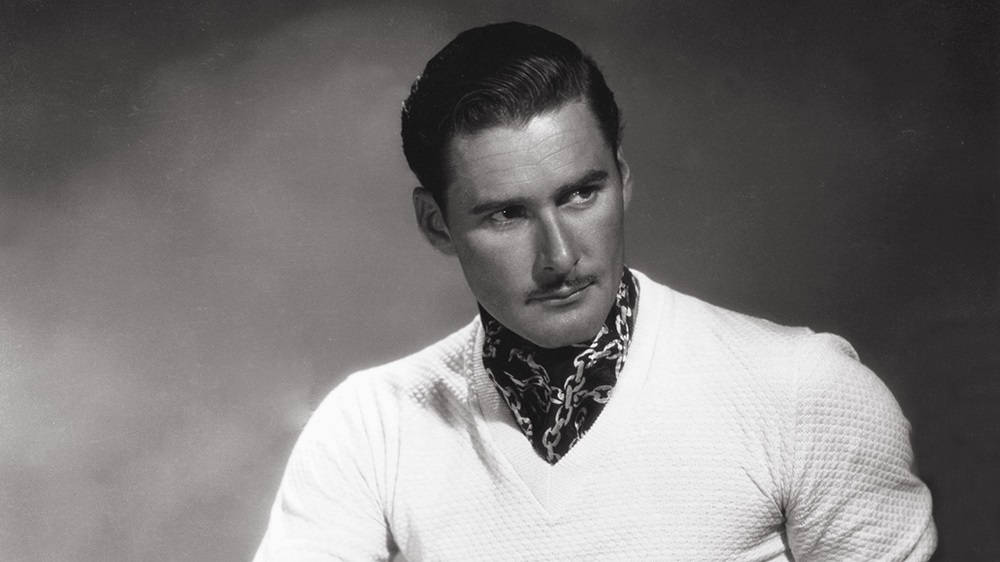 Errol Flynn, black and white, mustache, SD Desktop Wallpaper