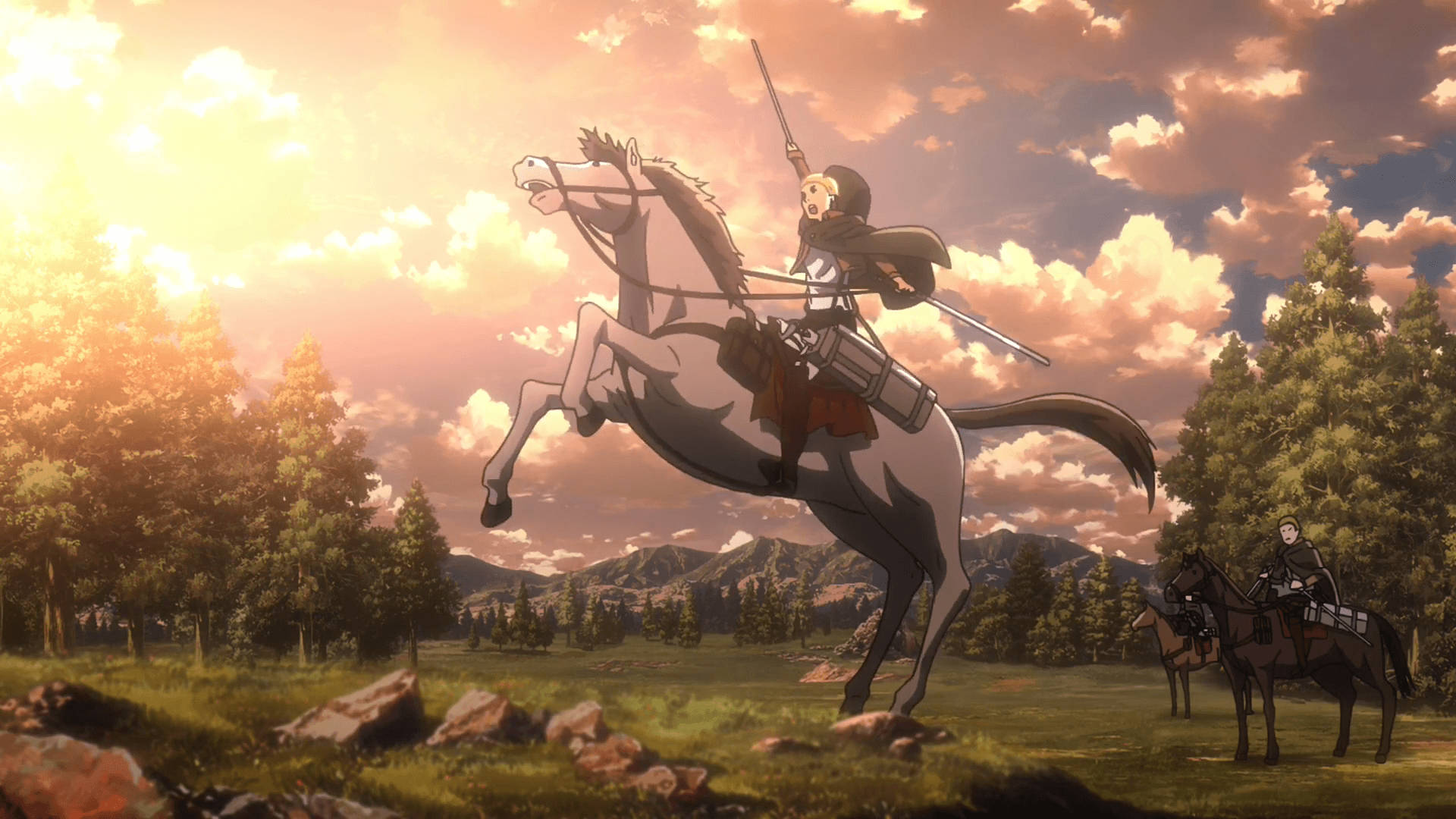 Erwin Smith, horse, sunlit field, Full HD Desktop Wallpaper