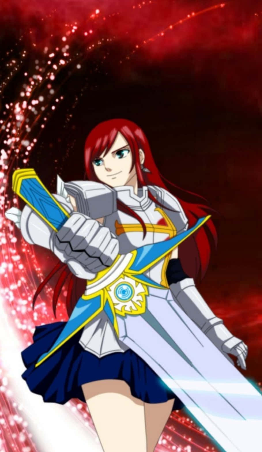 Erza Scarlet, red-haired anime warrior, silver armor, HD Phone Wallpaper