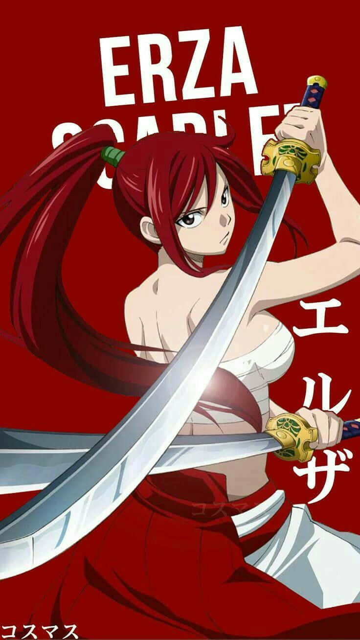 Erza Scarlet, red hair, two swords, HD Phone Wallpaper