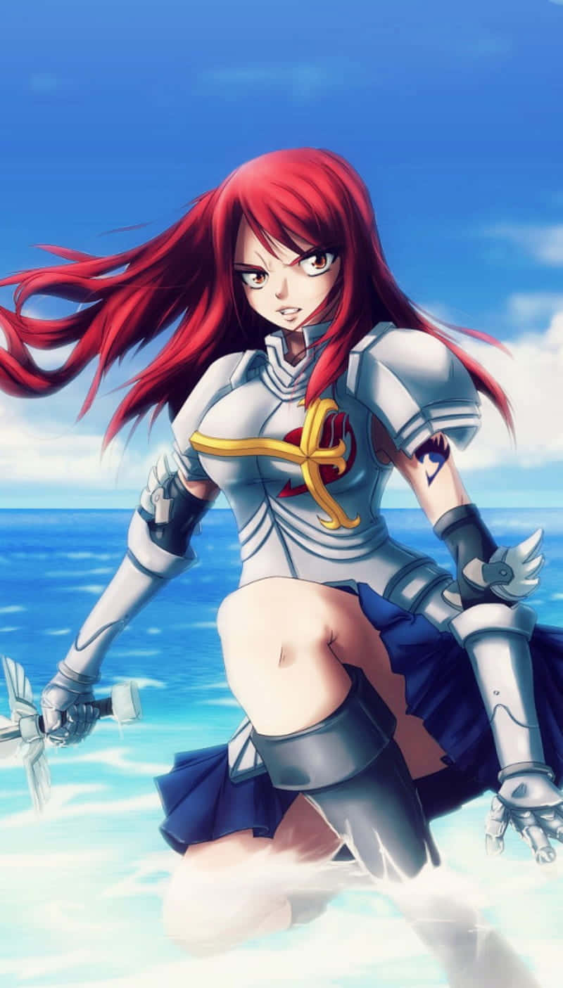 Erza Scarlet, red-haired, anime warrior, HD Phone Wallpaper