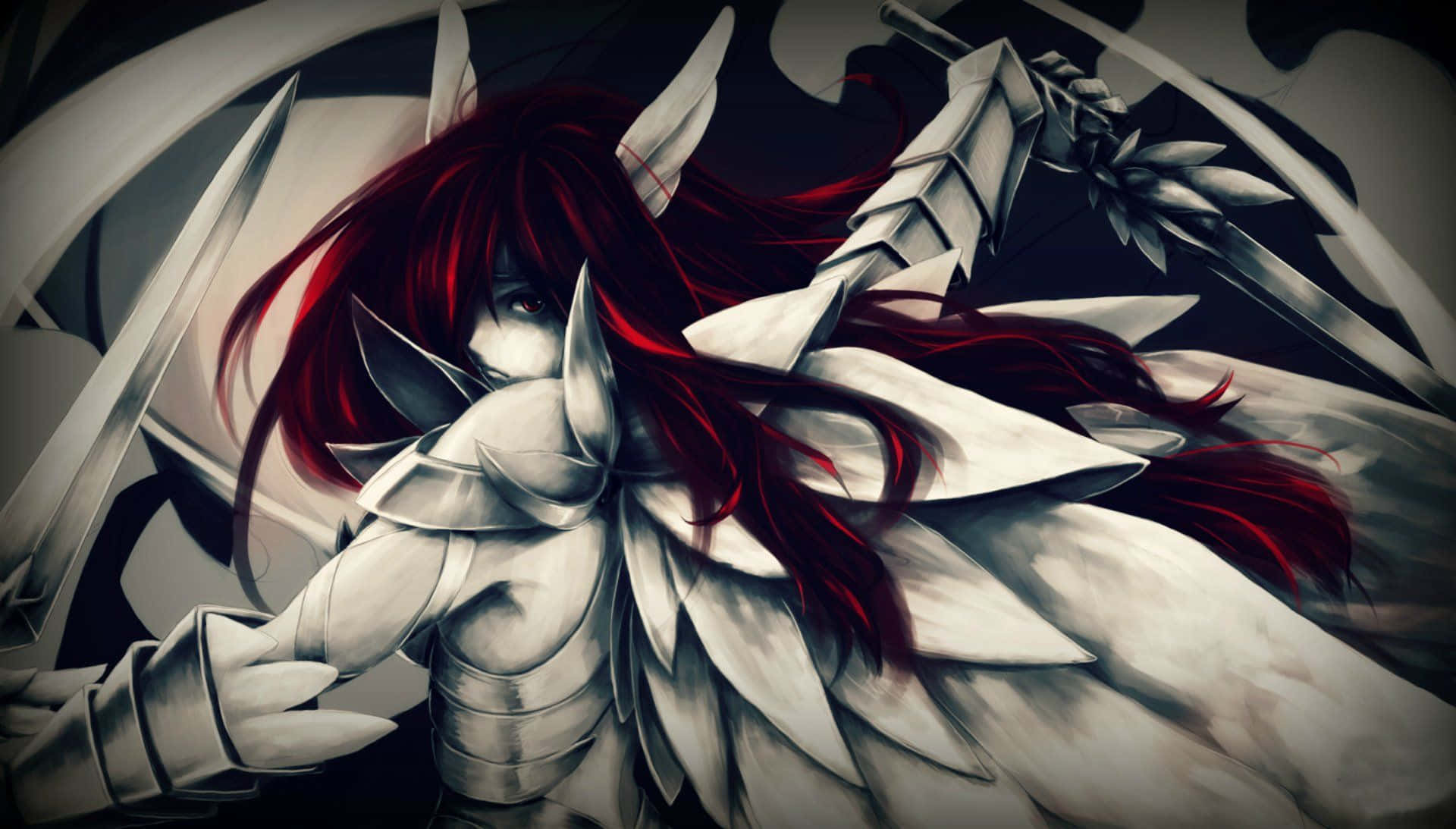 Erza Scarlet, red-haired, anime warrior, Full HD Desktop Wallpaper