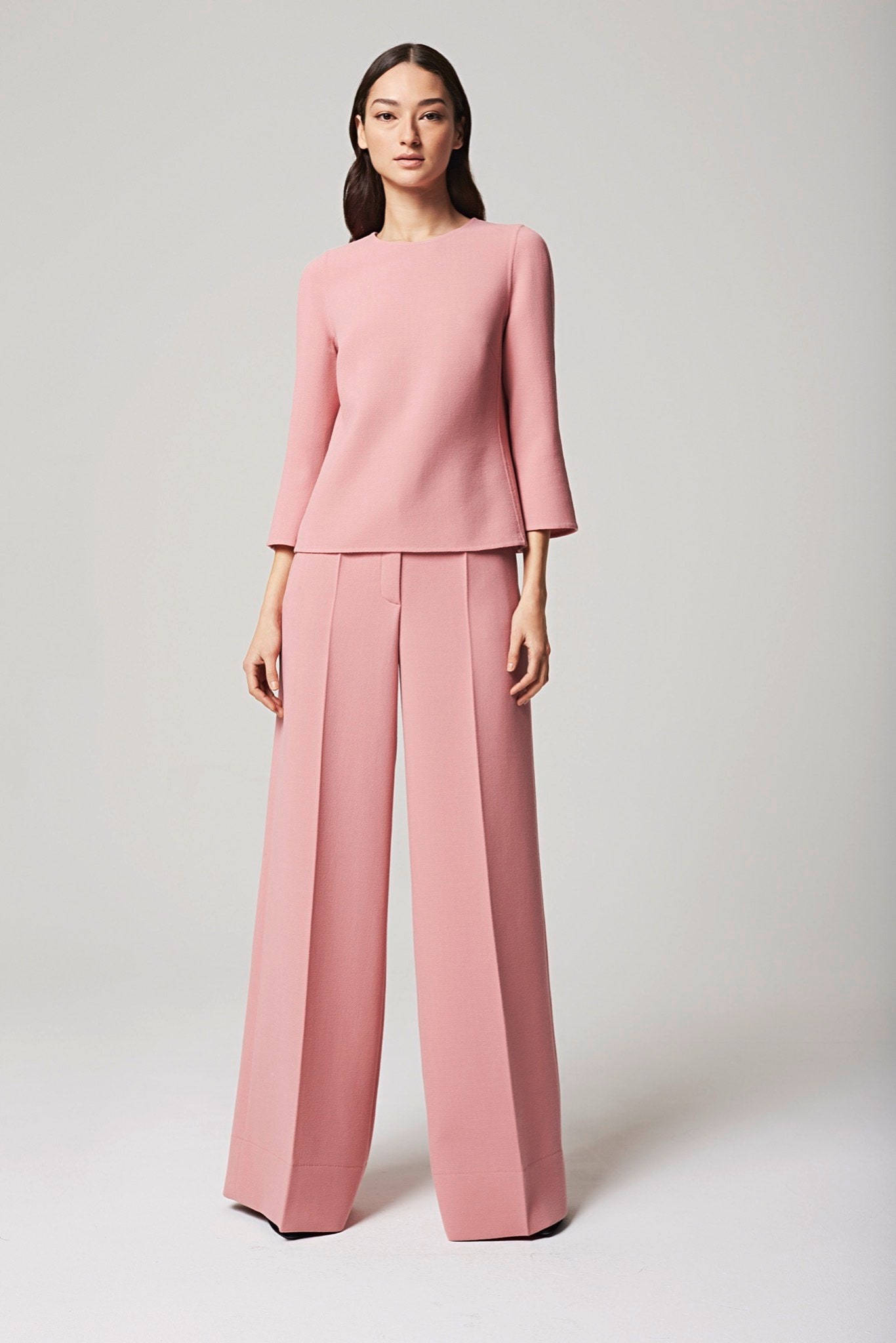 Escada, Resort 2016, soft pink tailored pantsuit, Full HD Phone Wallpaper