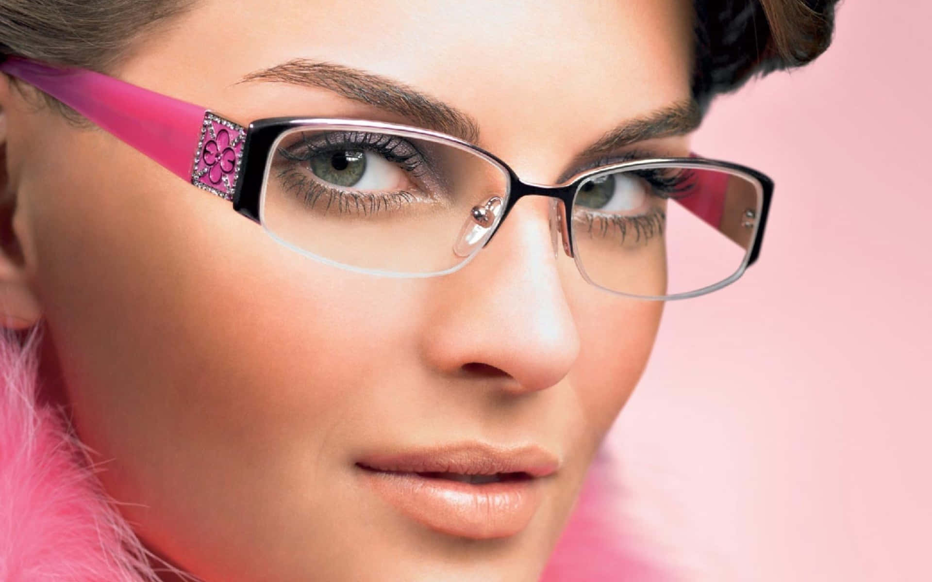 Escada, pink and black glasses, floral embellishments, Full HD Desktop Wallpaper