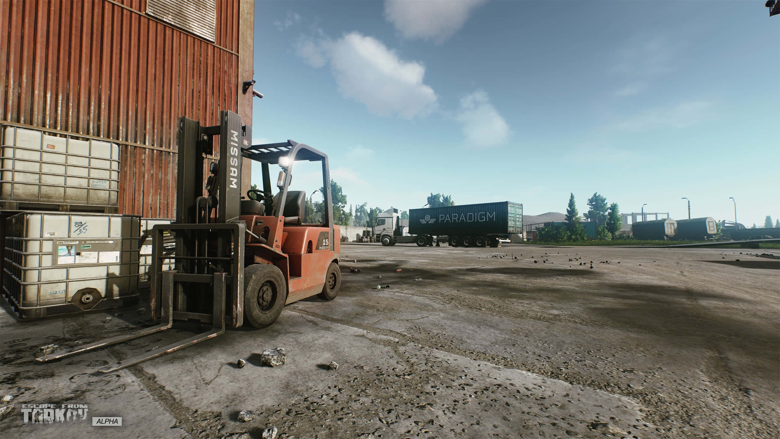 Escape From Tarkov, industrial area, rusty orange forklift, 2K Desktop Wallpaper