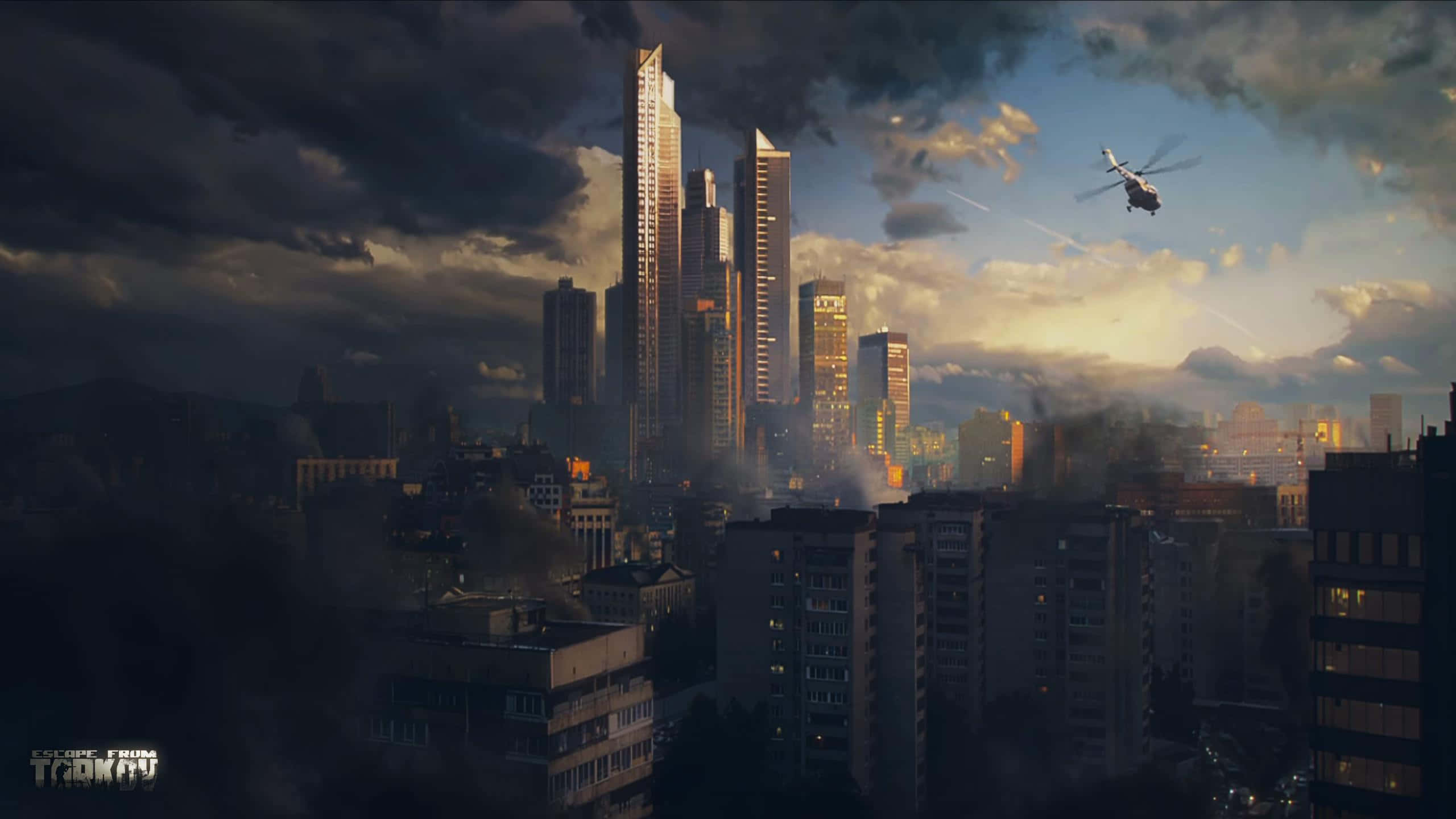 Escape From Tarkov, cityscape, helicopter, 2K Desktop Wallpaper