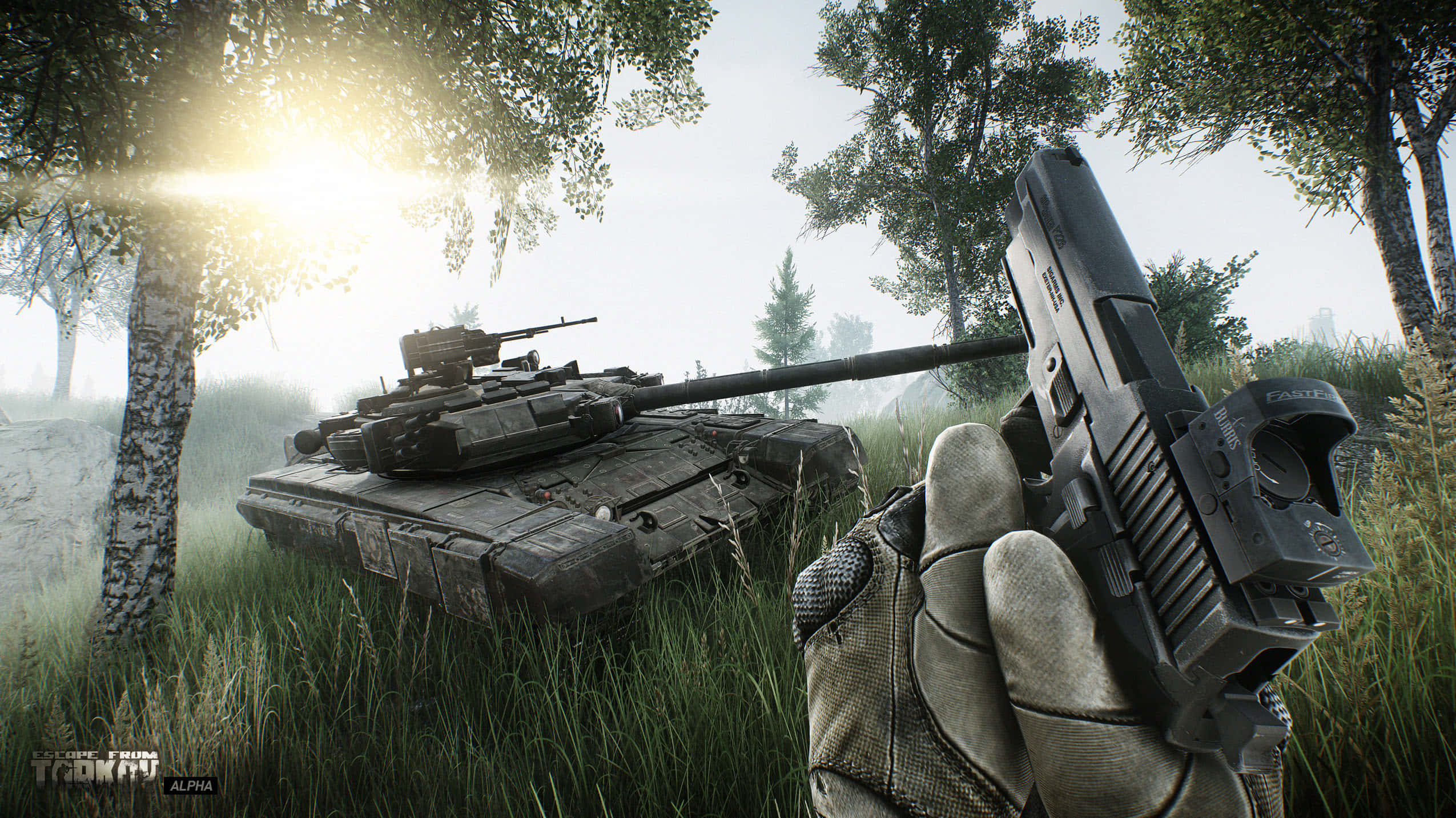 Tarkov, sunrise, tank, Full HD Desktop Wallpaper
