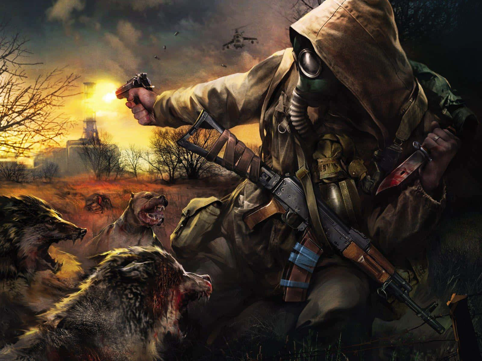 Tarkov, mutant dogs, hooded soldier, HD Desktop Wallpaper