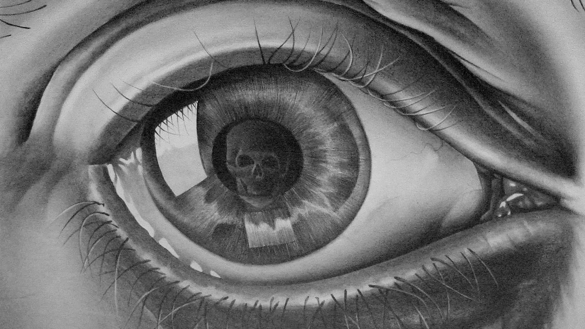 Escher, eye, skull, Full HD Desktop Wallpaper