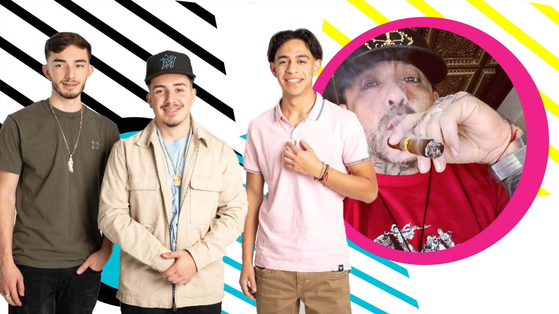 Eslabon Armado, live on stage, three young men, Full HD Desktop Wallpaper