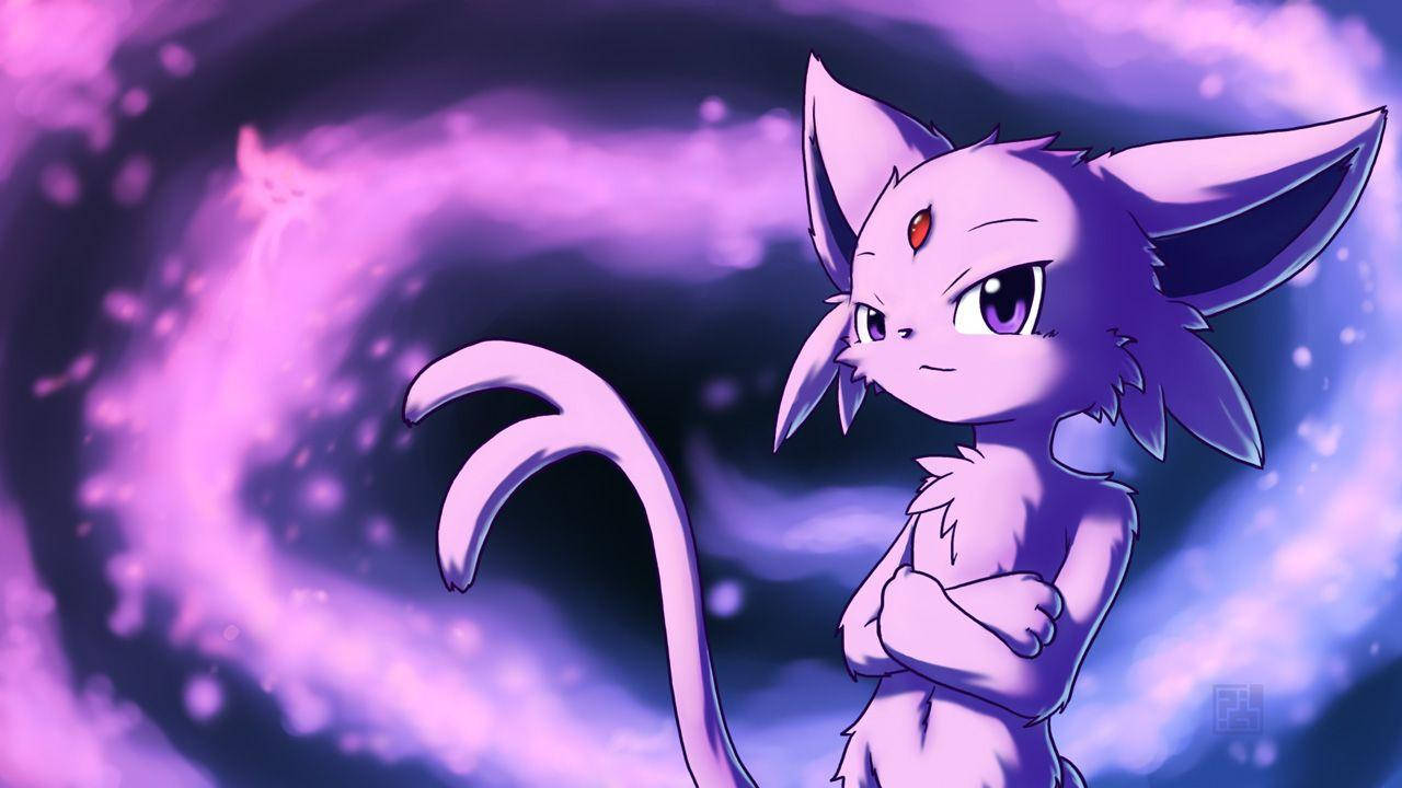 Espeon, purple galaxy espeon, cosmic universe, HD Desktop Wallpaper