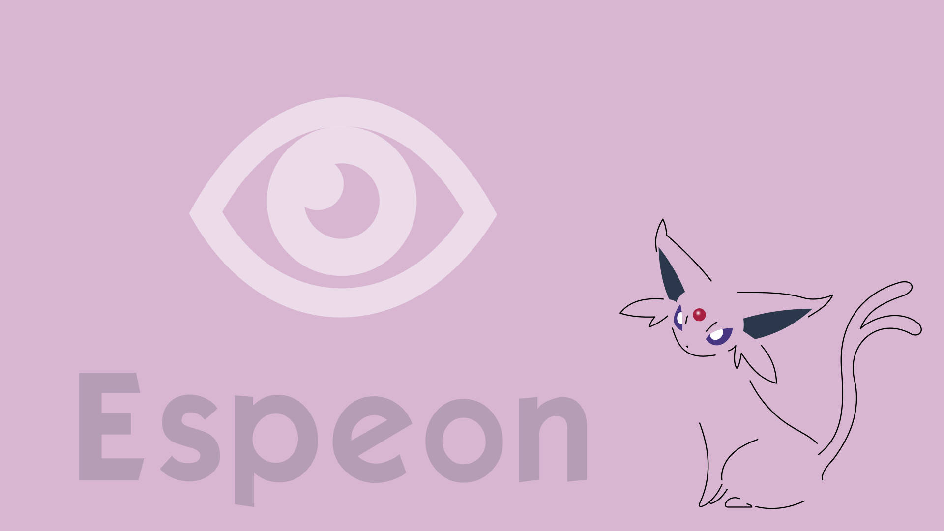 Espeon, psychic eye, line-art, Full HD Desktop Wallpaper