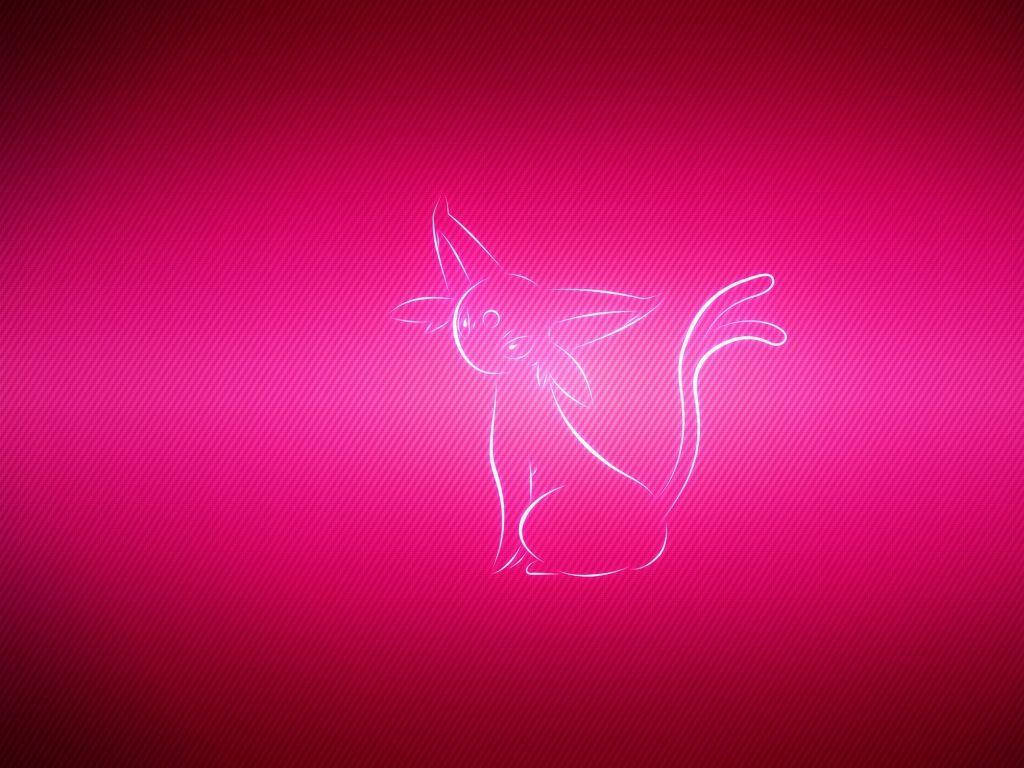 Espeon, neon line art, glowing white line art silhouette, SD Desktop Wallpaper