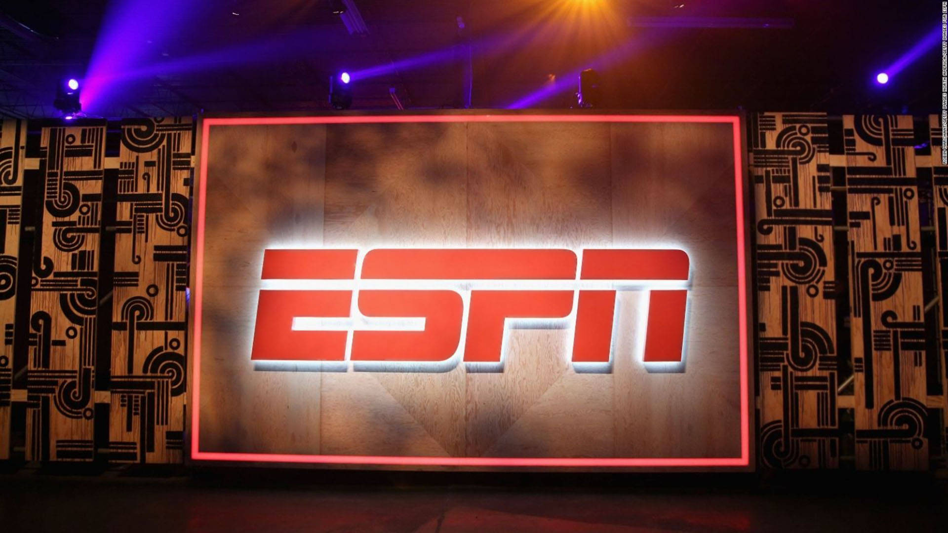 ESPN, wooden screen, red glow, Full HD Desktop Wallpaper
