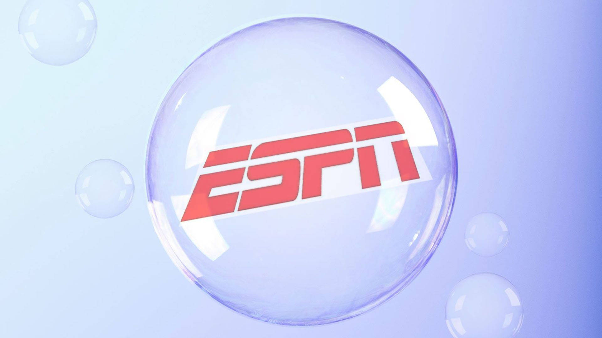 ESPN logo, transparent bubble, soft blue gradient background, Full HD Desktop Wallpaper