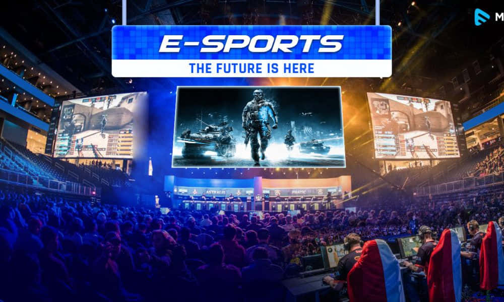 esports, blue light, packed esports arena, SD Desktop Wallpaper