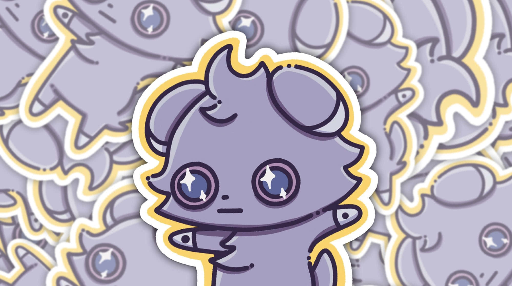 Espurr, purple, sparkly eyes, Full HD Desktop Wallpaper