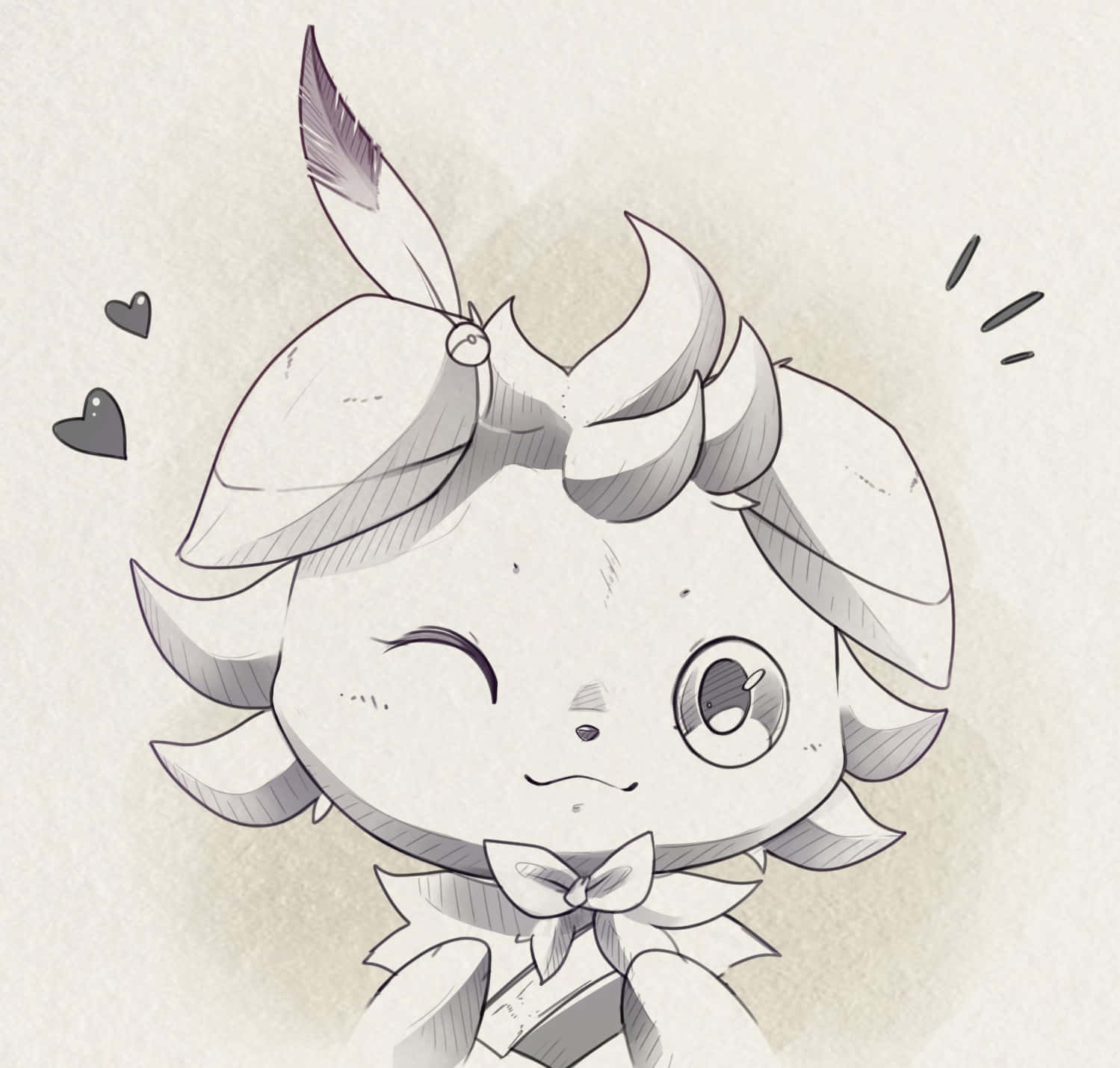 Espurr, chibi-style, leaf-like ears, HD Desktop Wallpaper