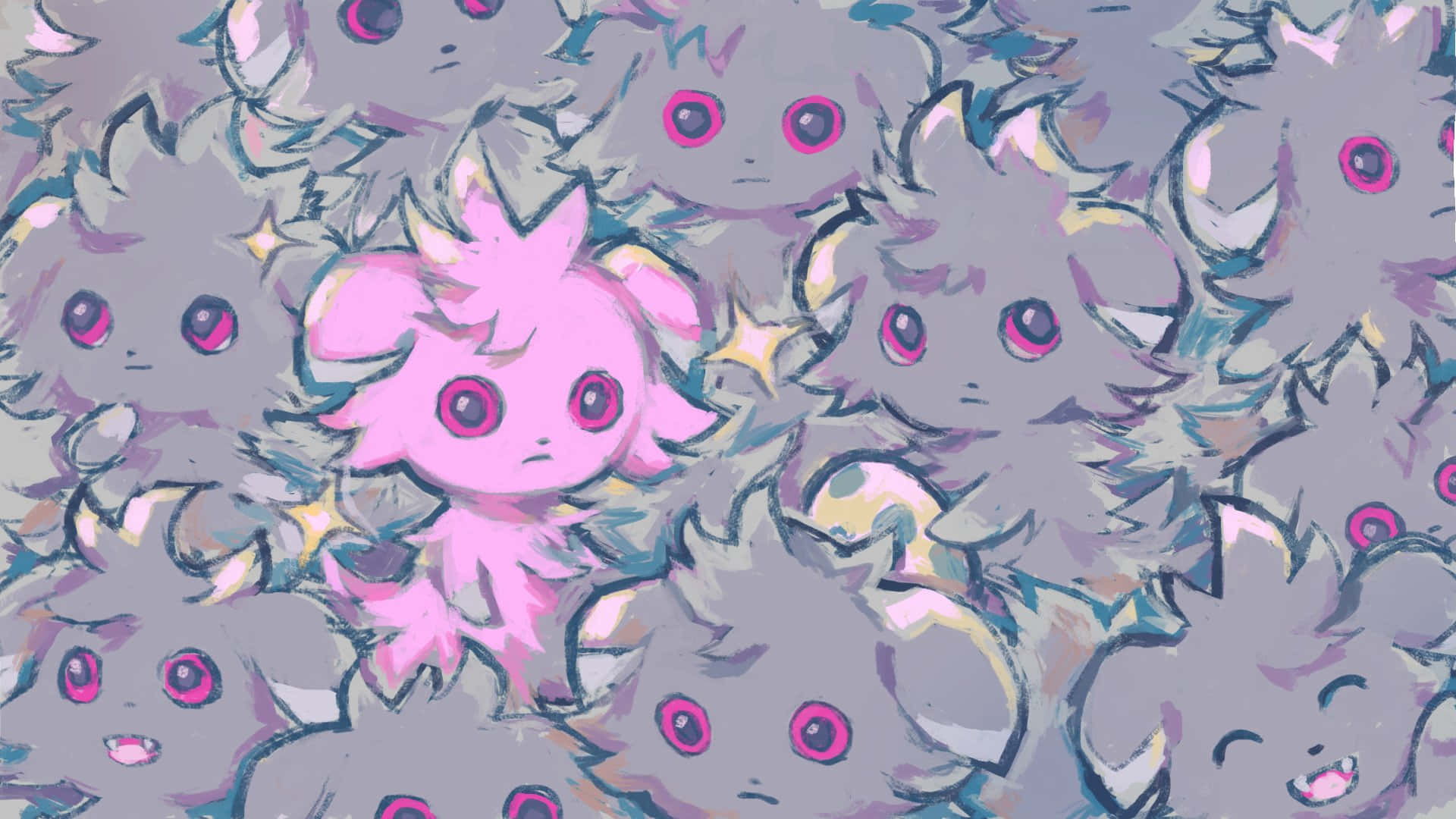 Espurr, pink, gray, Full HD Desktop Wallpaper