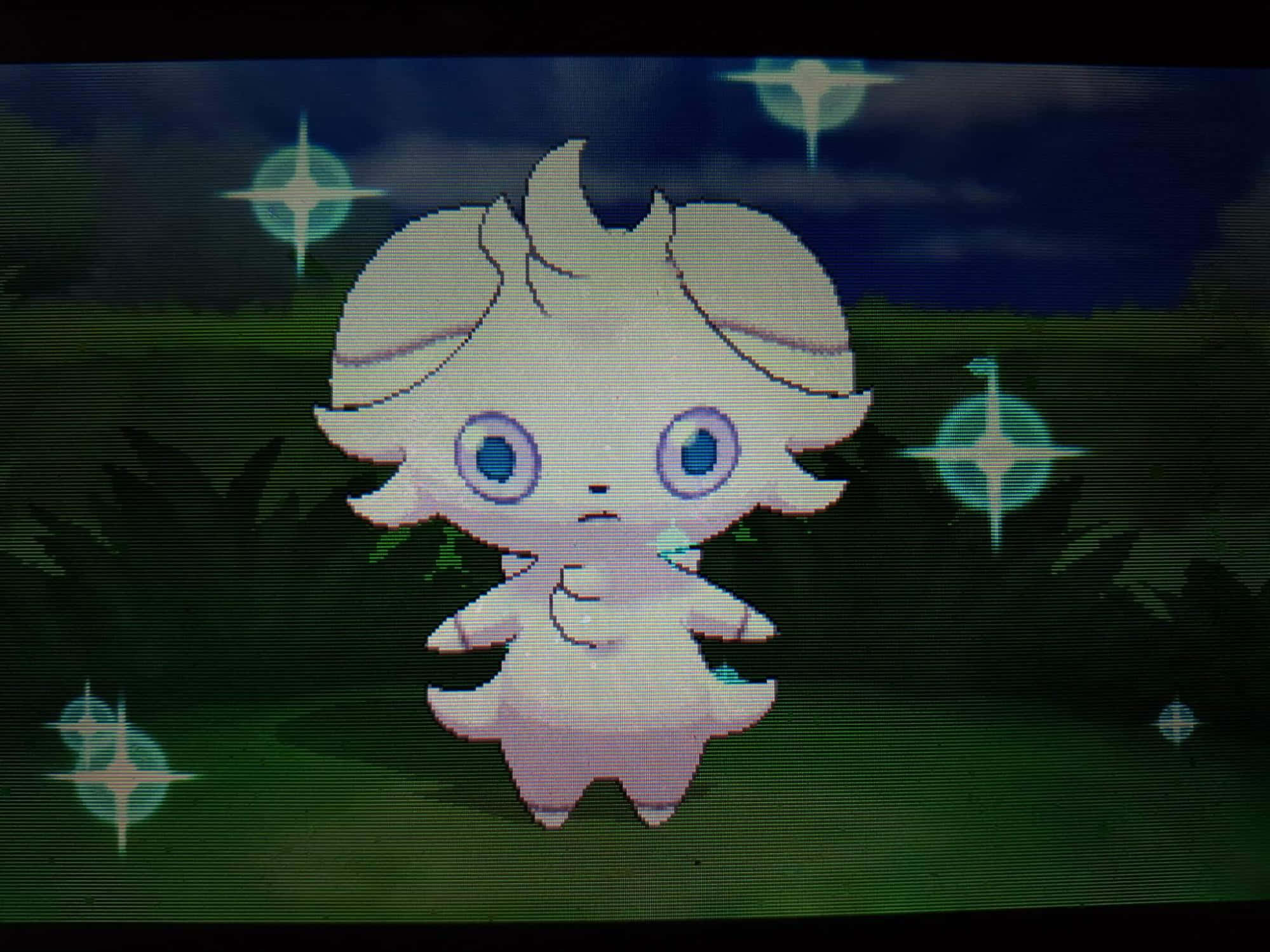 Pink Espurr, large blue eyes, dark forest, Full HD Desktop Wallpaper