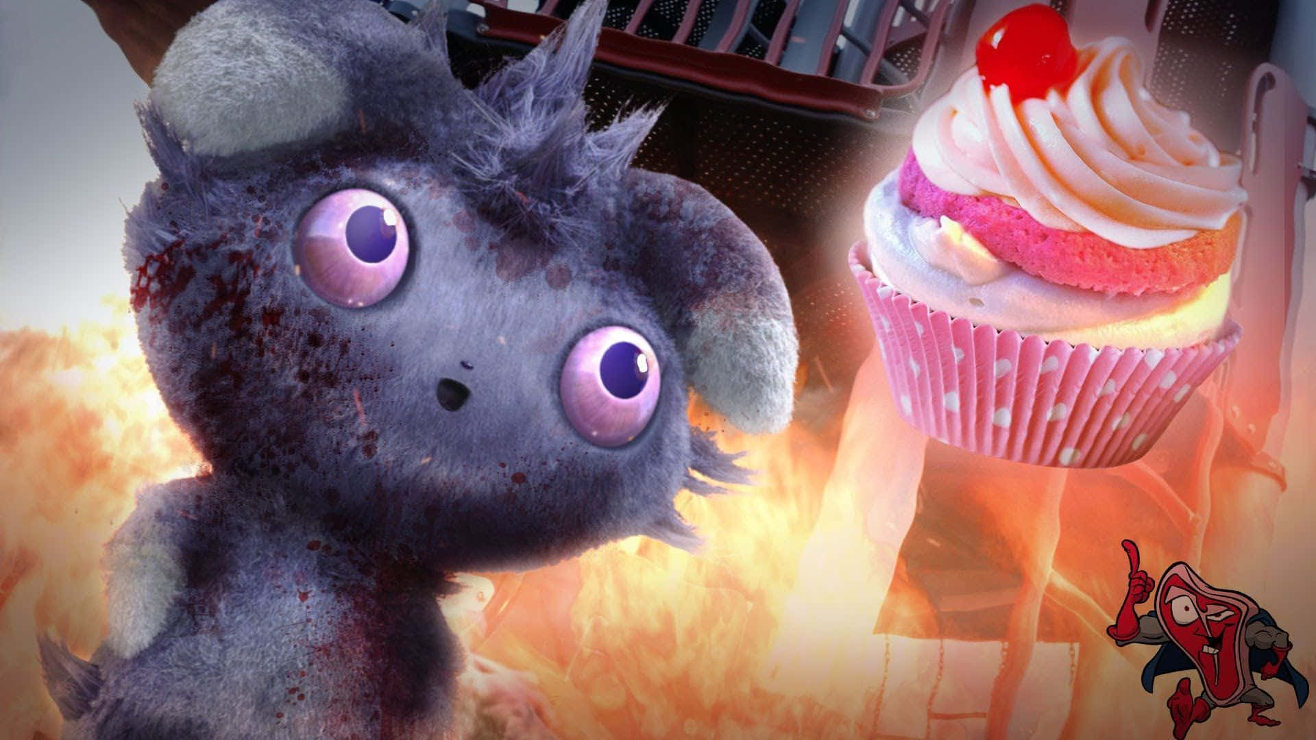 Espurr, cupcake, pink cupcake, Full HD Desktop Wallpaper
