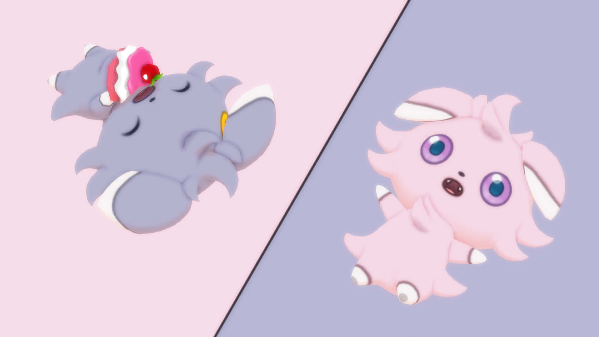 Espurr, pink, gray, Full HD Desktop Wallpaper