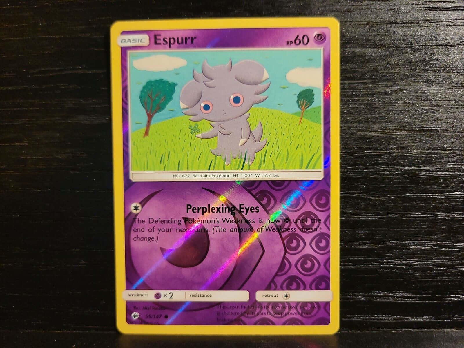 Espurr, holographic Pokémon card, leaf, HD Desktop Wallpaper