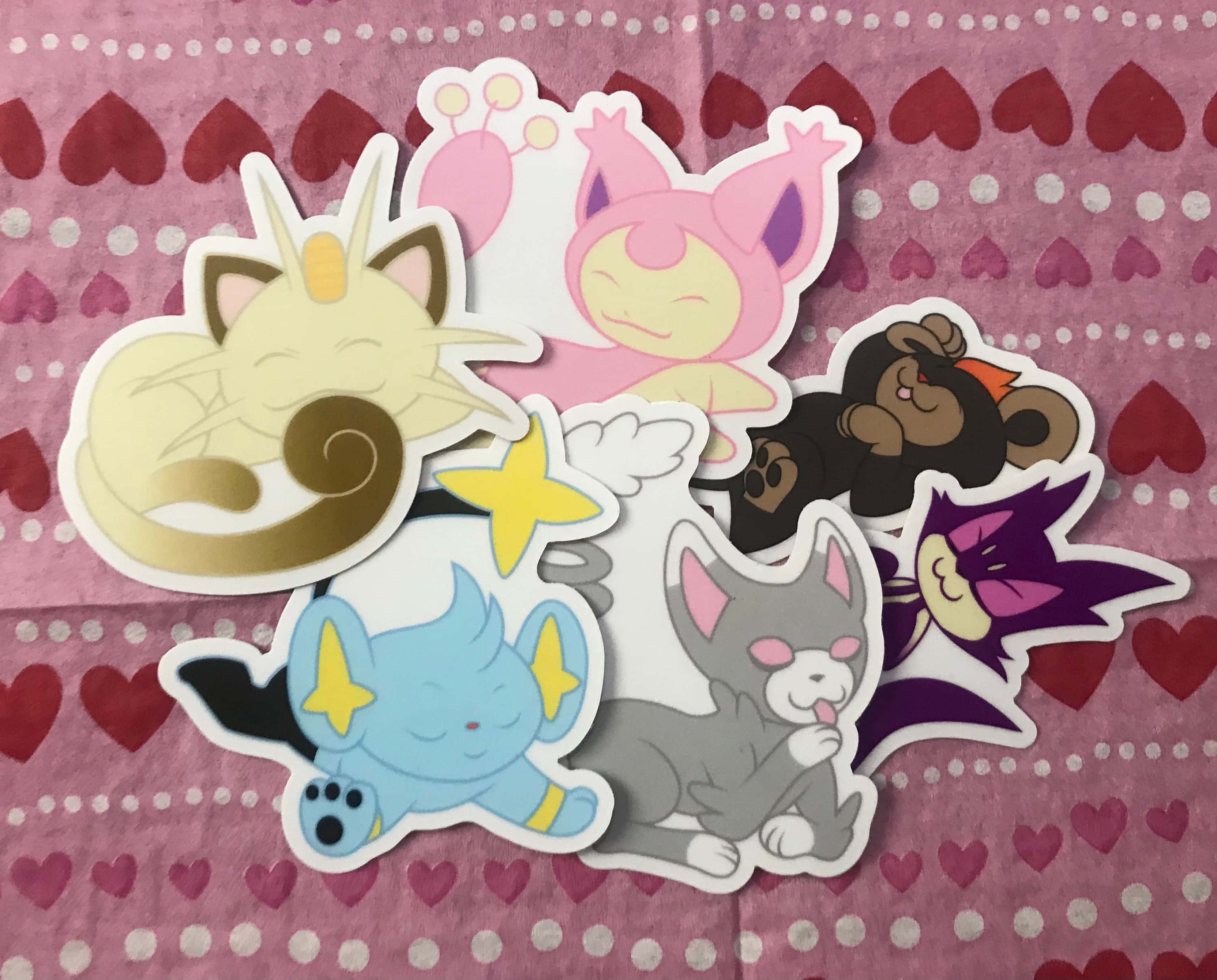 Espurr, anime-style, cat stickers, 2K Desktop Wallpaper