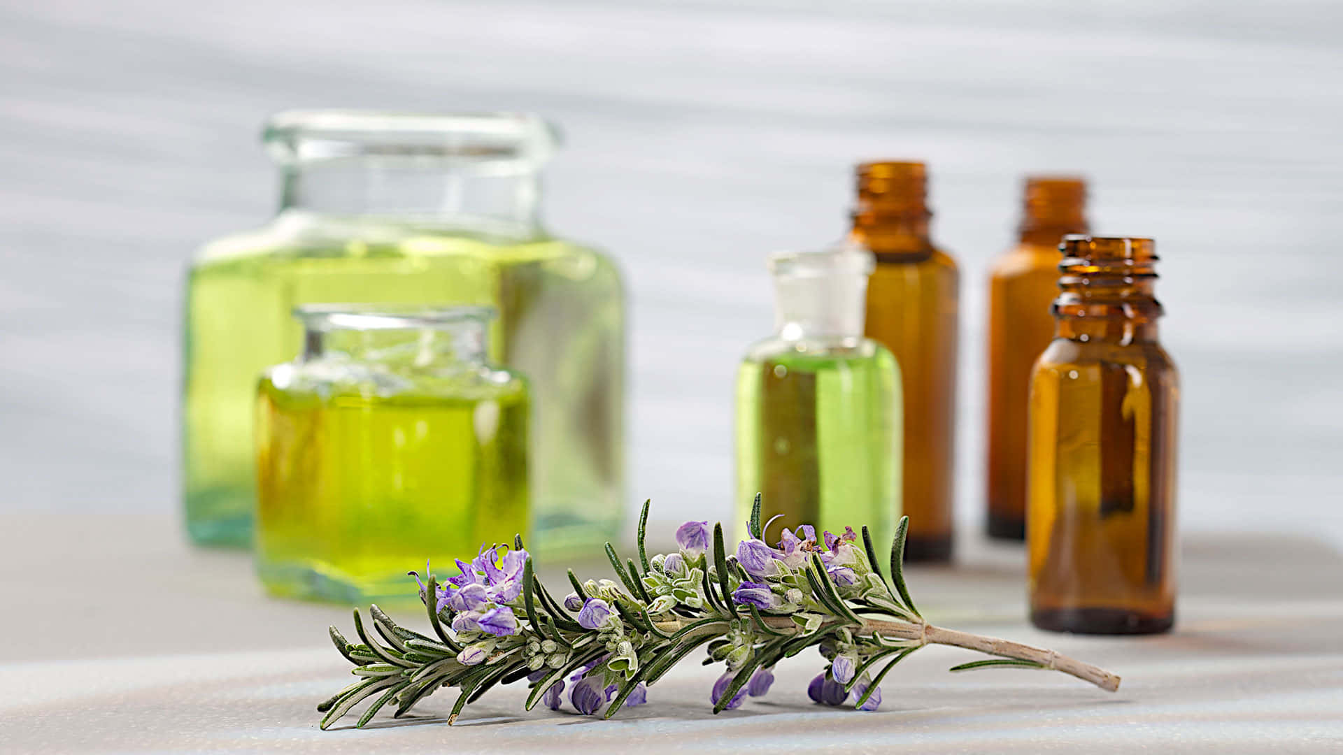 lavender, purple blooms, amber bottles, Full HD Desktop Wallpaper