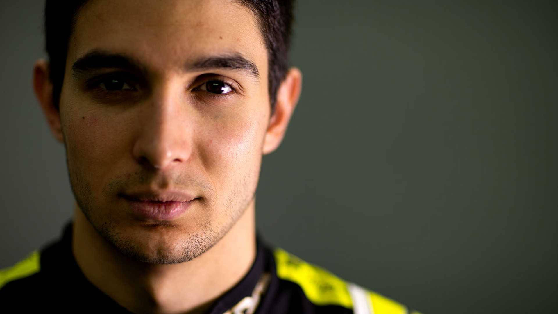 Esteban Ocon, black and yellow sports jersey, muted gray background, Full HD Desktop Wallpaper