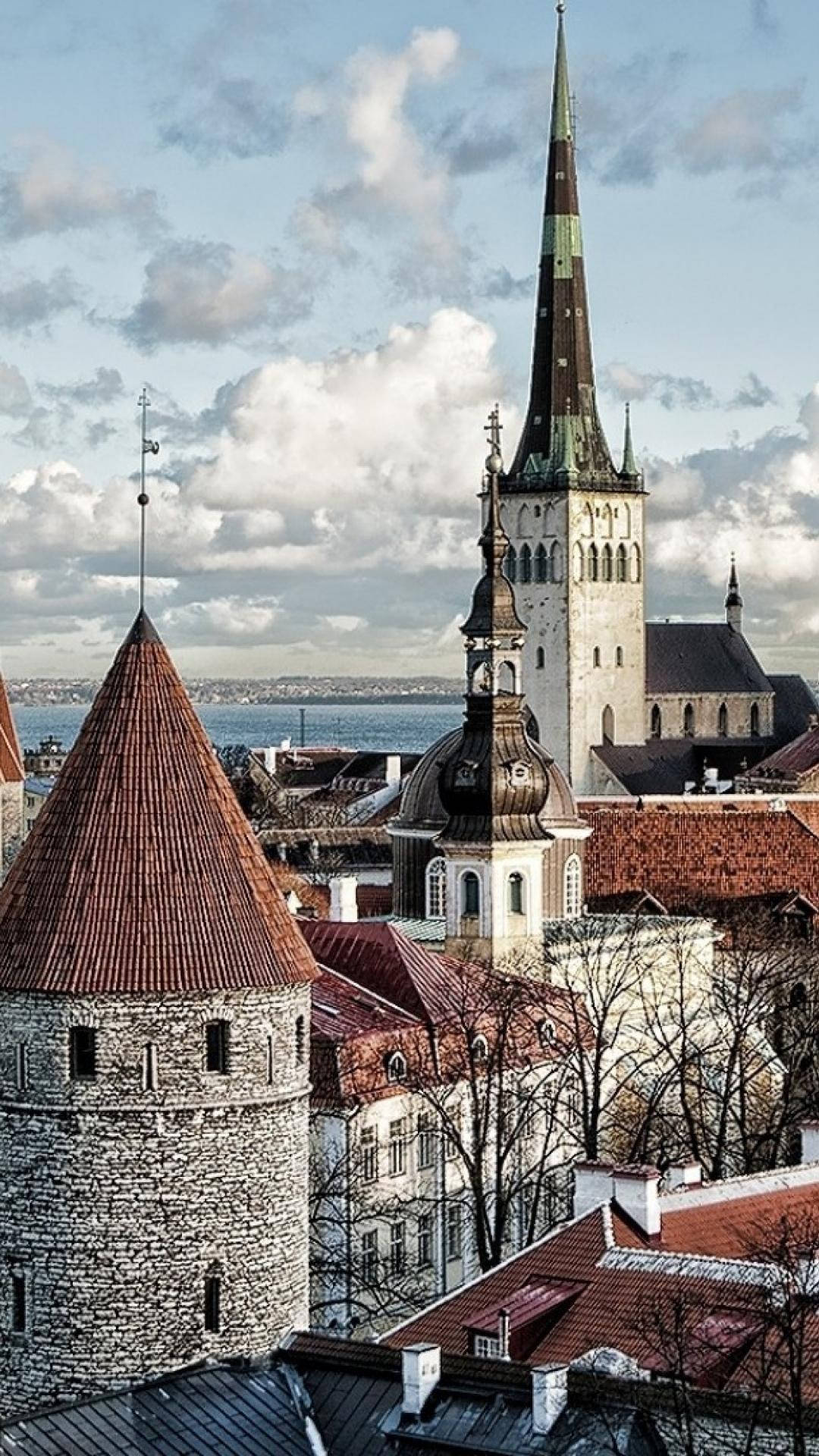 Estonia, city castle, stone towers, Full HD Phone Wallpaper