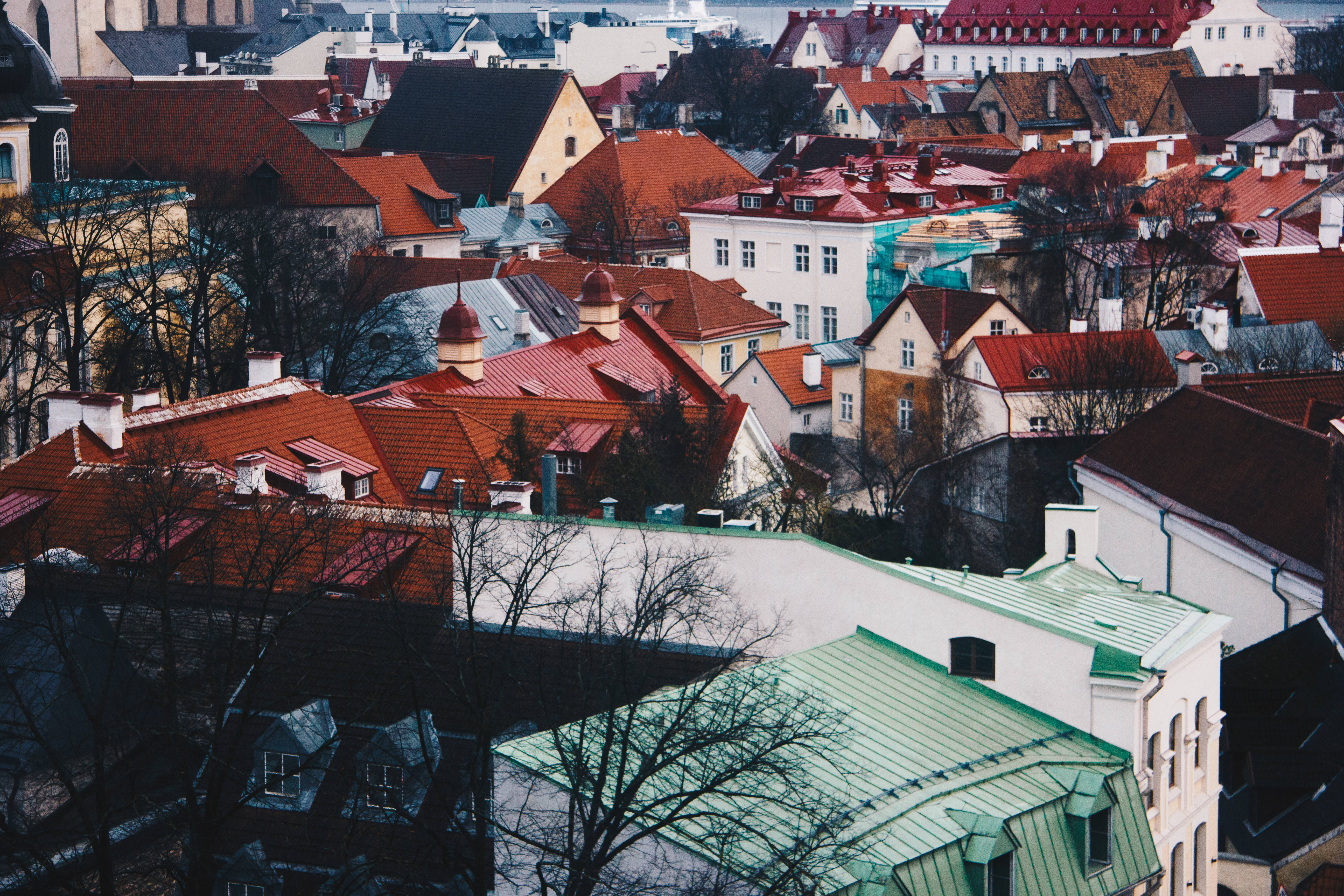 Estonia, European houses, red tiles, 5K Desktop Wallpaper