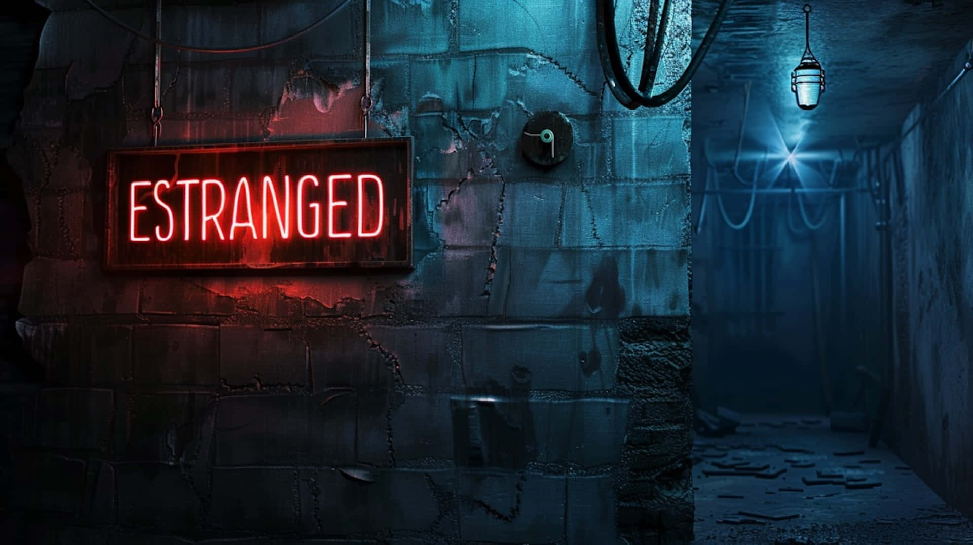 ESTRANGED, neon sign, red neon, Full HD Desktop Wallpaper