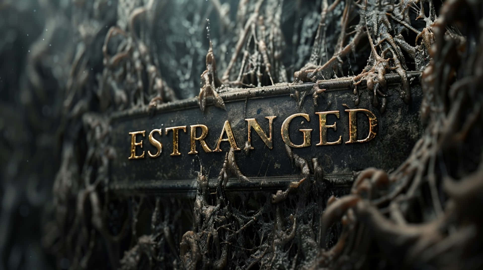 estranged, weathered sign, dark gnarled roots, Full HD Desktop Wallpaper