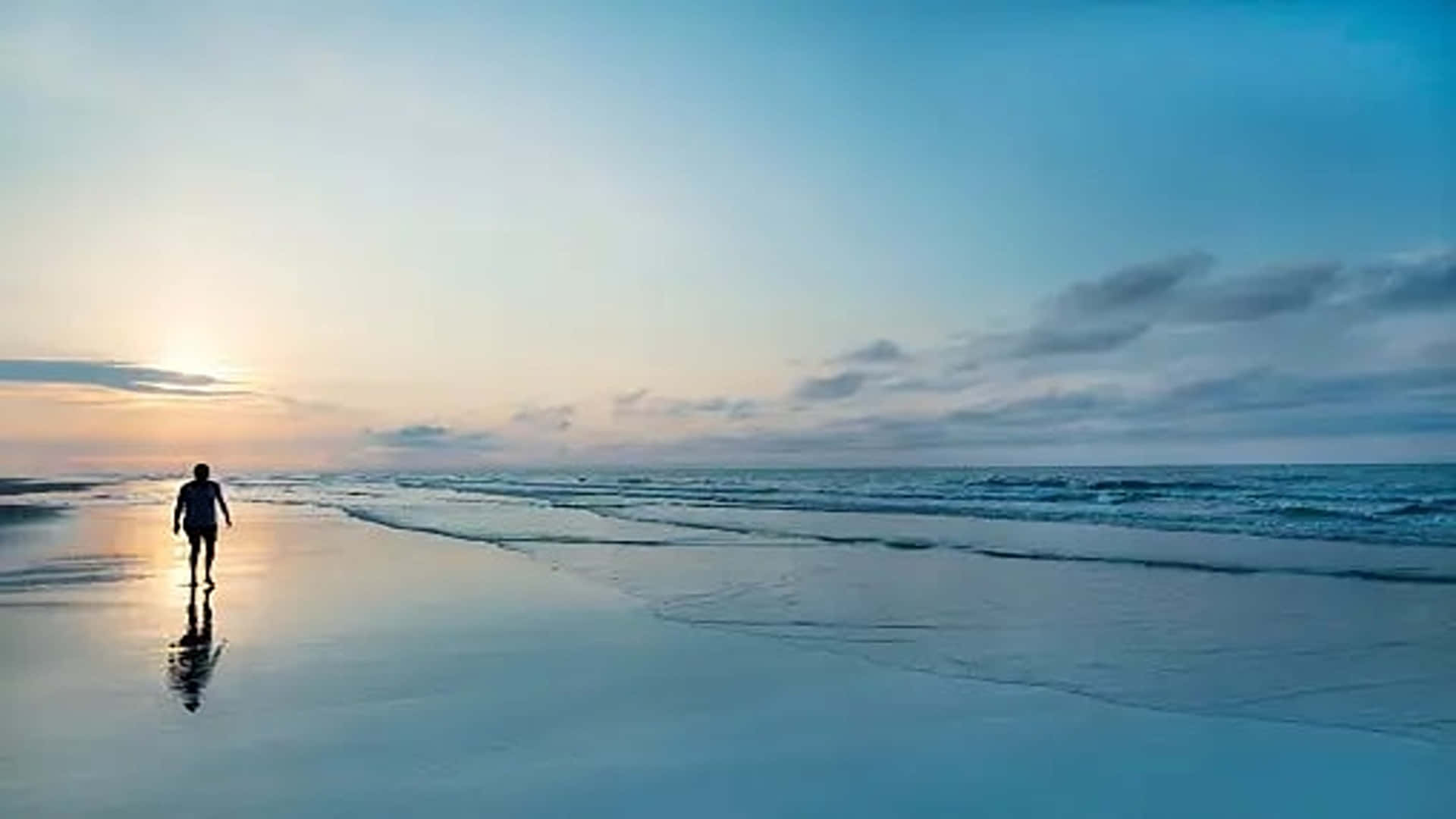 Eternal Life, sunset, wet beach, Full HD Desktop Wallpaper