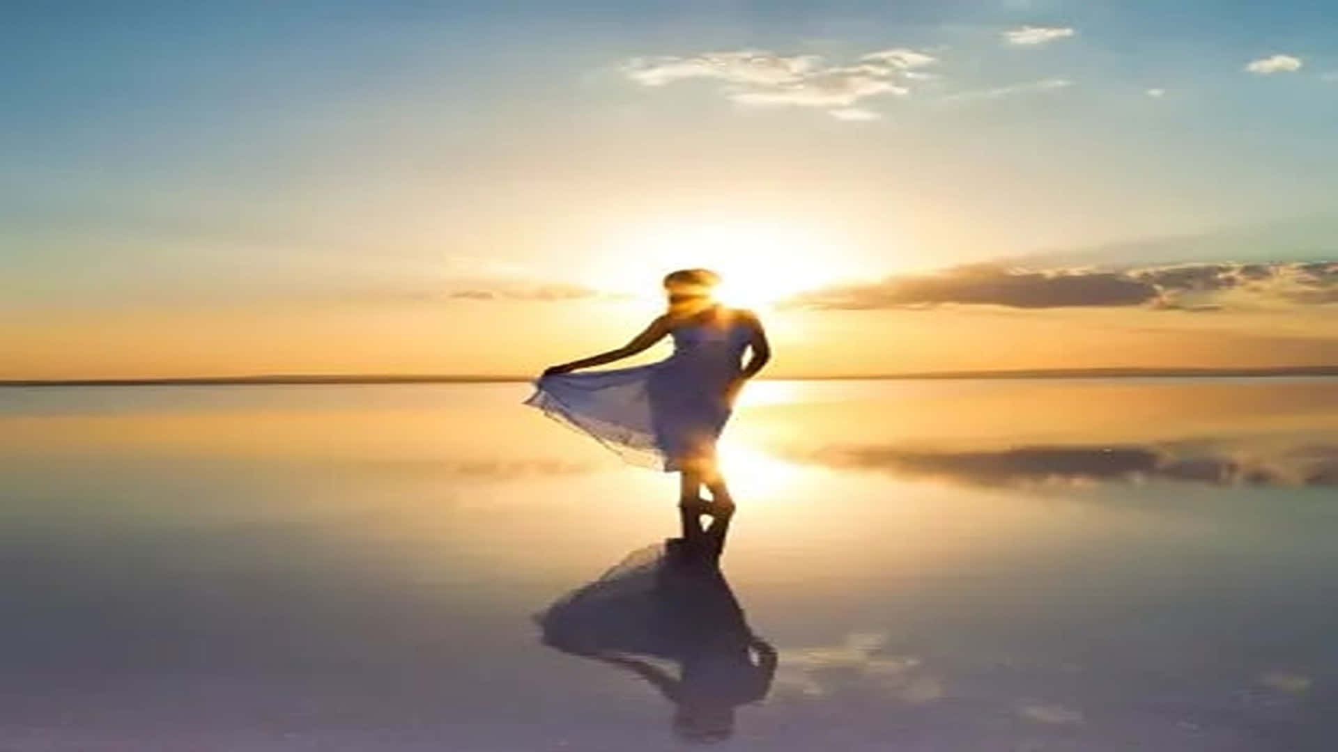Eternal Life, sunset, reflective salt flat, Full HD Desktop Wallpaper