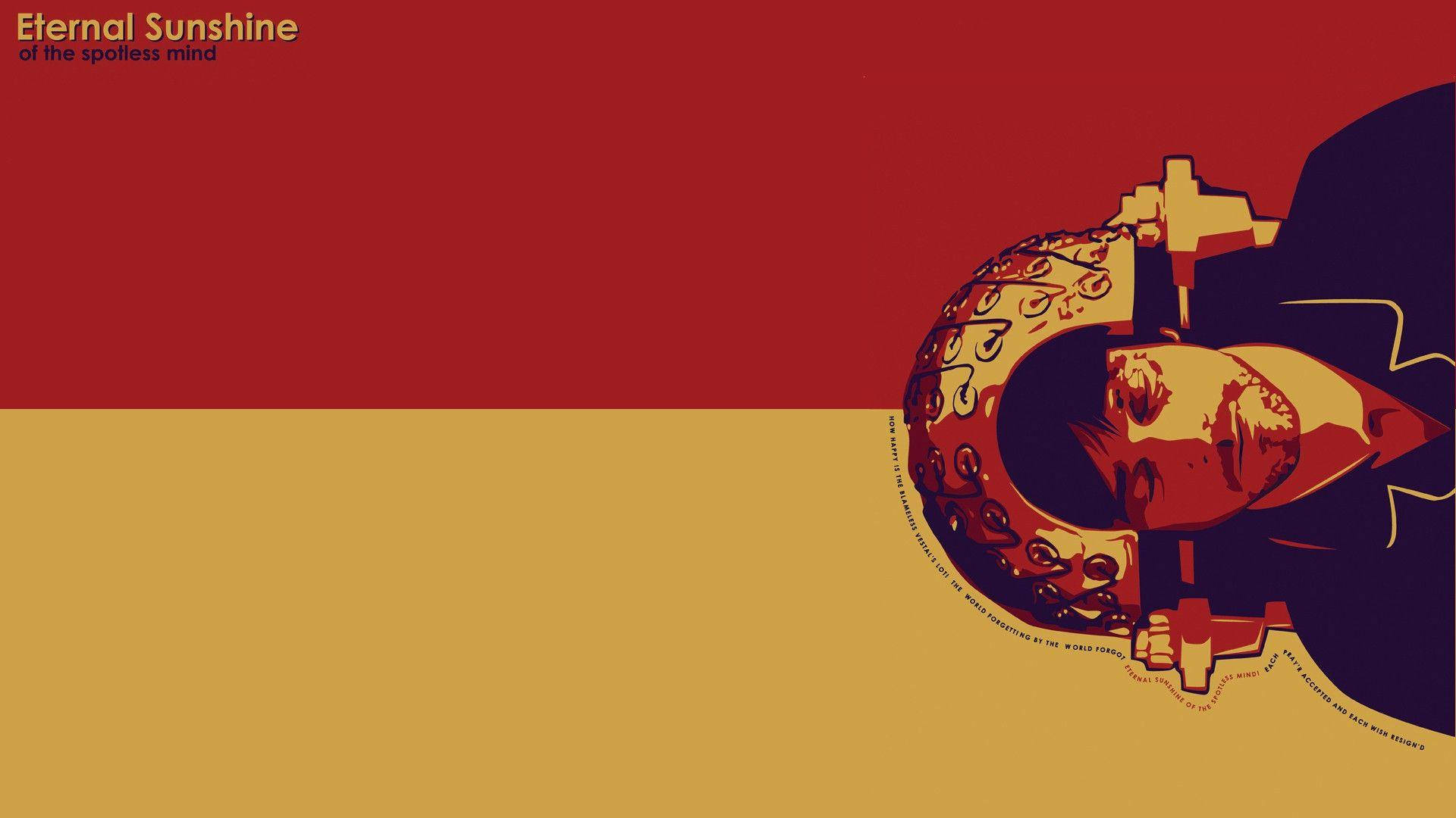 Eternal Sunshine of the Spotless Mind, red and gold background, stylized illustration, Full HD Desktop Wallpaper