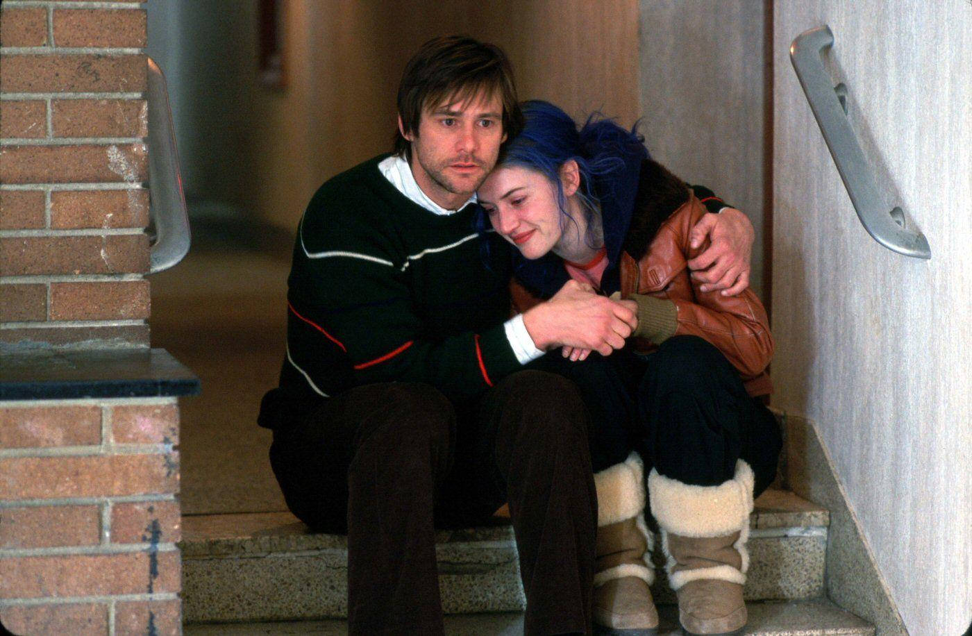 Eternal Sunshine of the Spotless Mind, hug scene, concrete stairs, HD Desktop Wallpaper