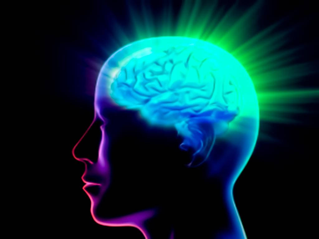 neon glowing mind, glowing neon brain, human silhouette, SD Desktop Wallpaper