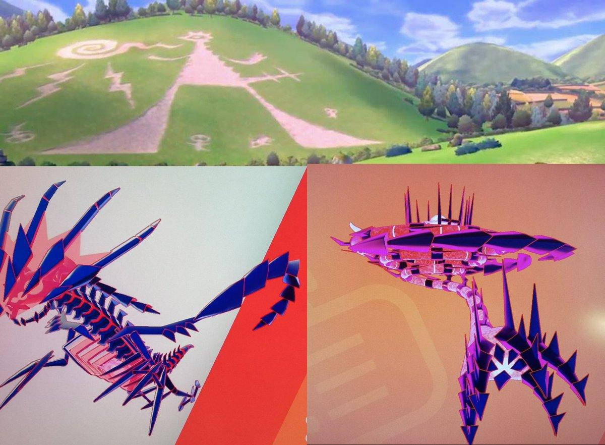 Eternatus, purple and blue dragon-like creatures, geometric art, SD Desktop Wallpaper