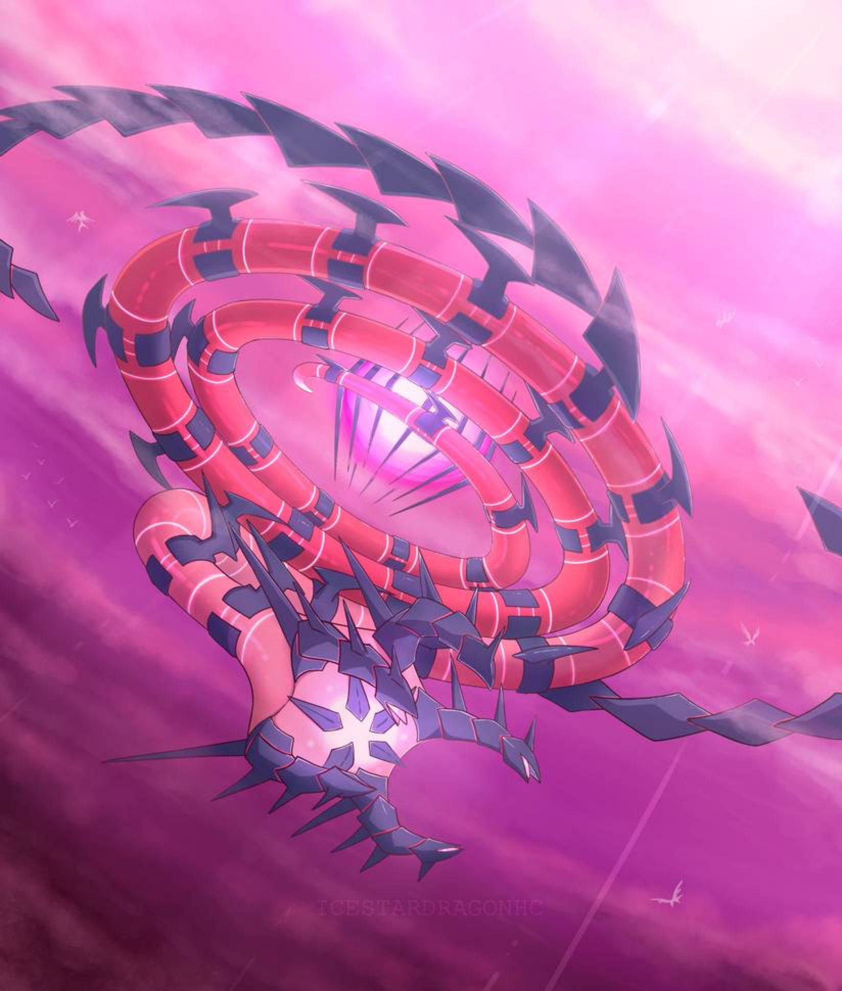 Eternatus, pink sky, red and black dragon, Full HD Phone Wallpaper