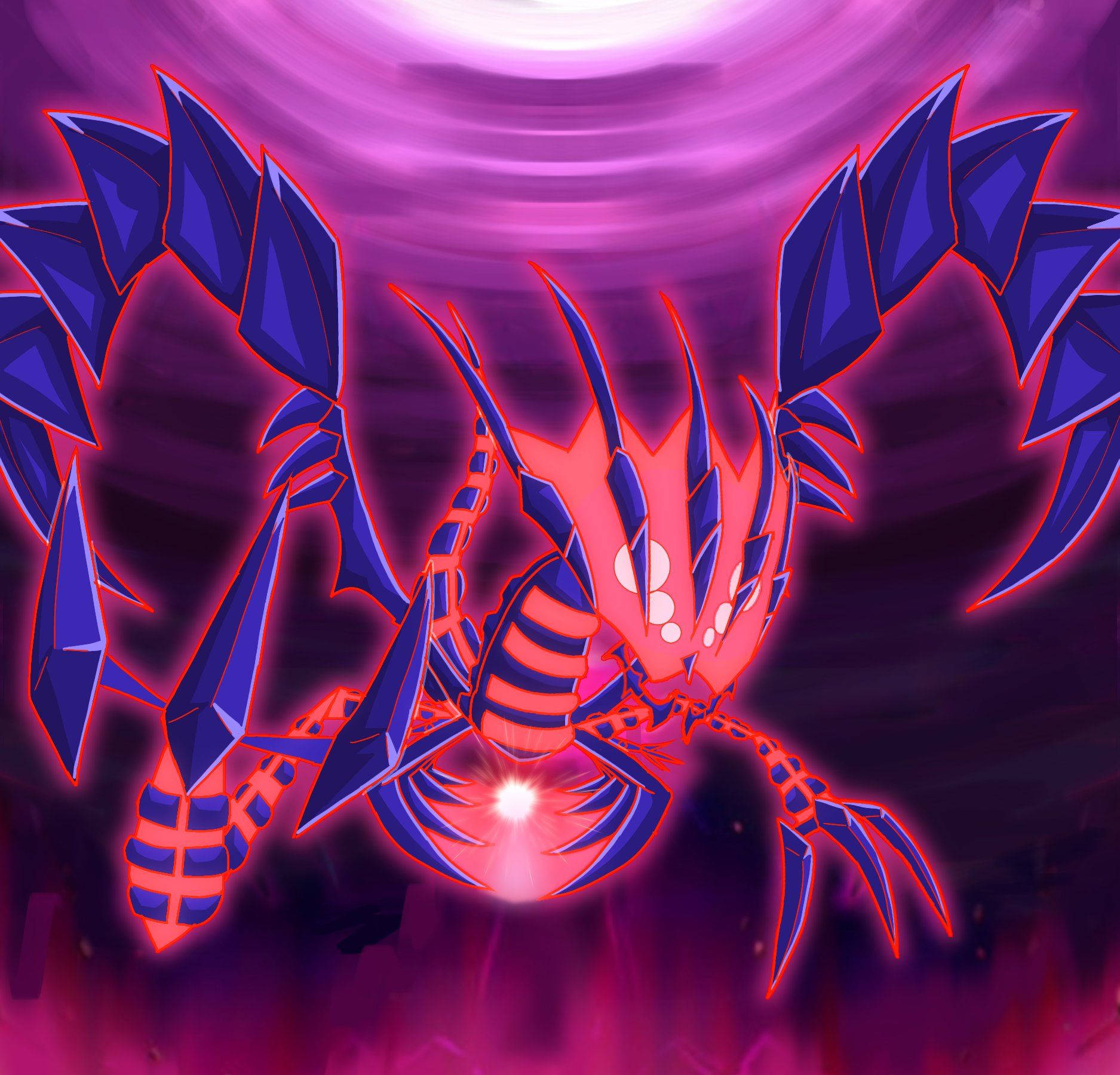 Eternatus, red glow, glowing red and blue, HD Desktop Wallpaper
